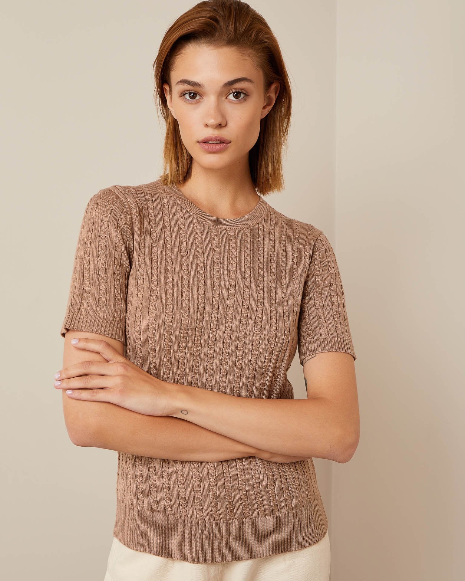 Cable knit jumper, Beige — photo 2