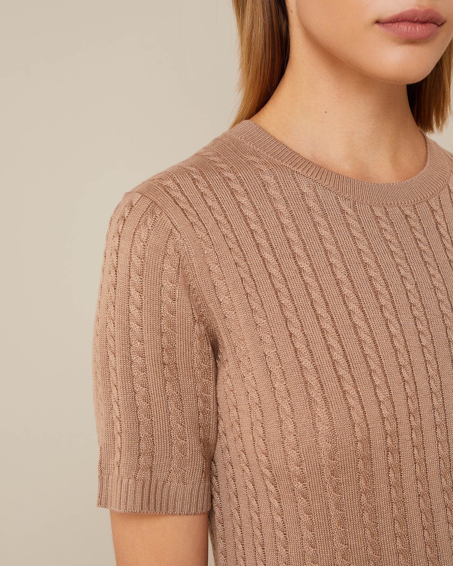 Cable knit jumper, Beige — photo 4