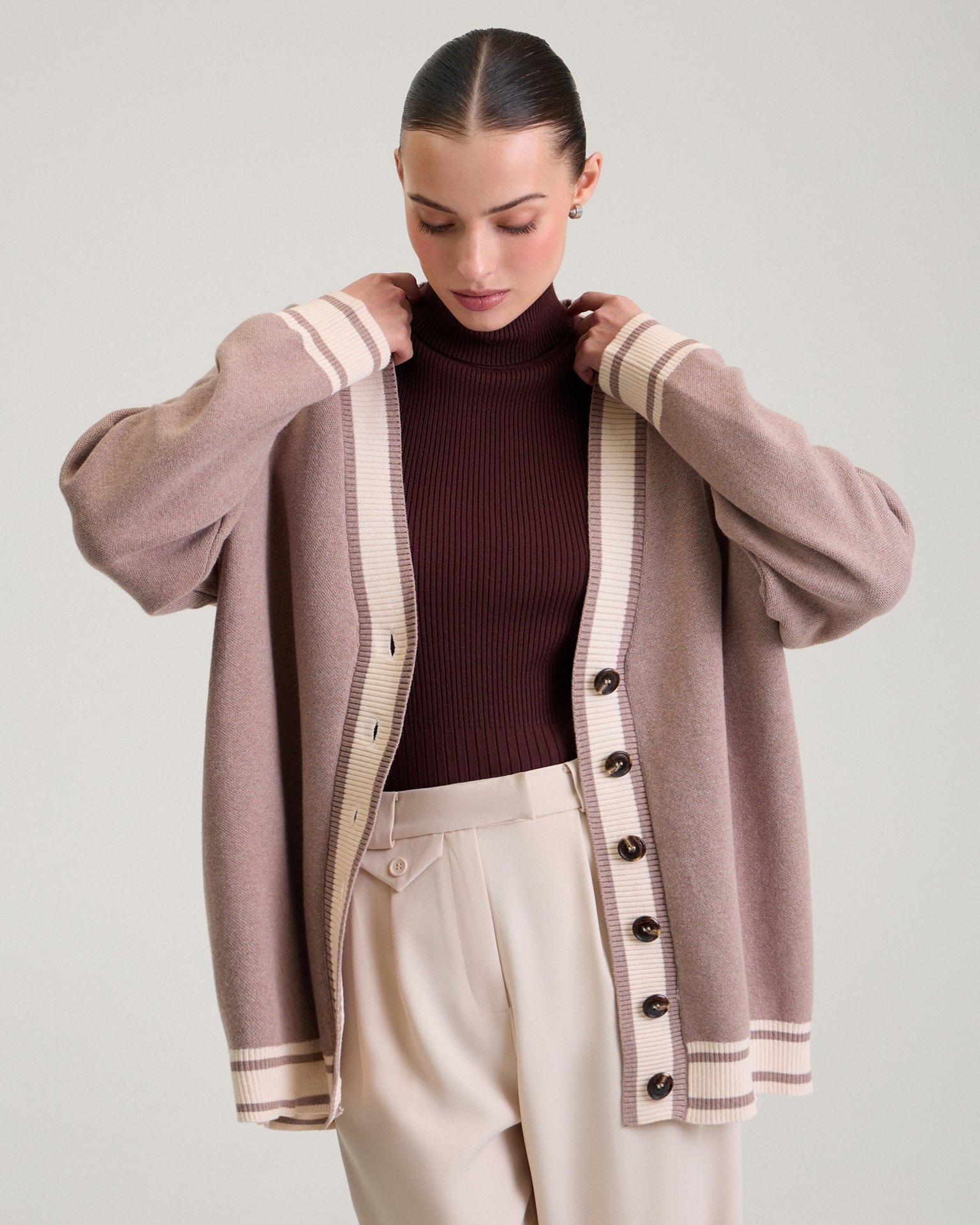 Cotton cardigan, Brown — photo 7