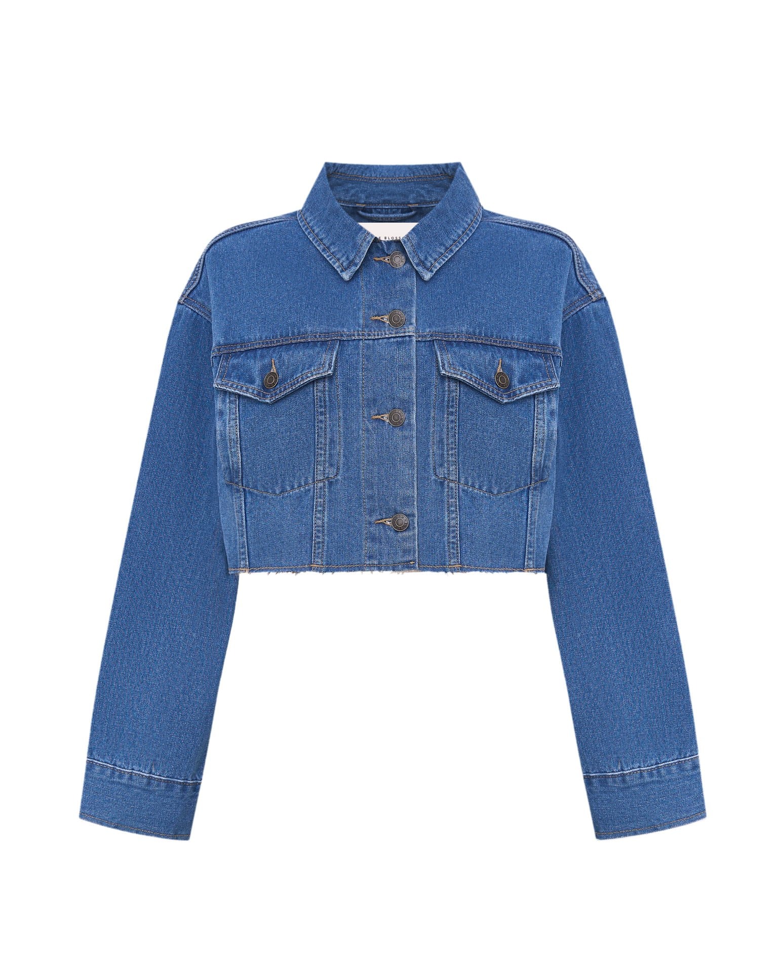 Cropped Denim Jacket, Blue — photo 7