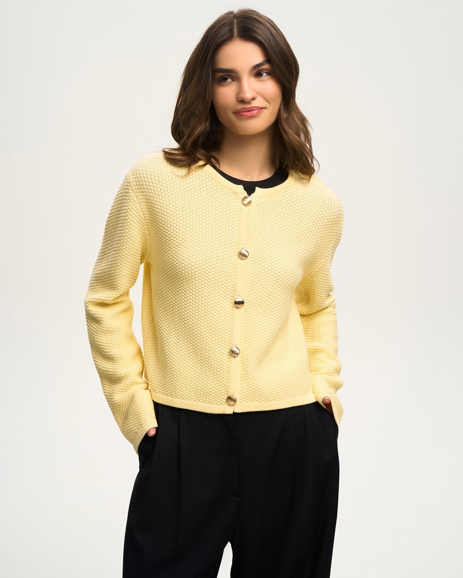 'Butter' coloured cardigan, Yellow — photo 2