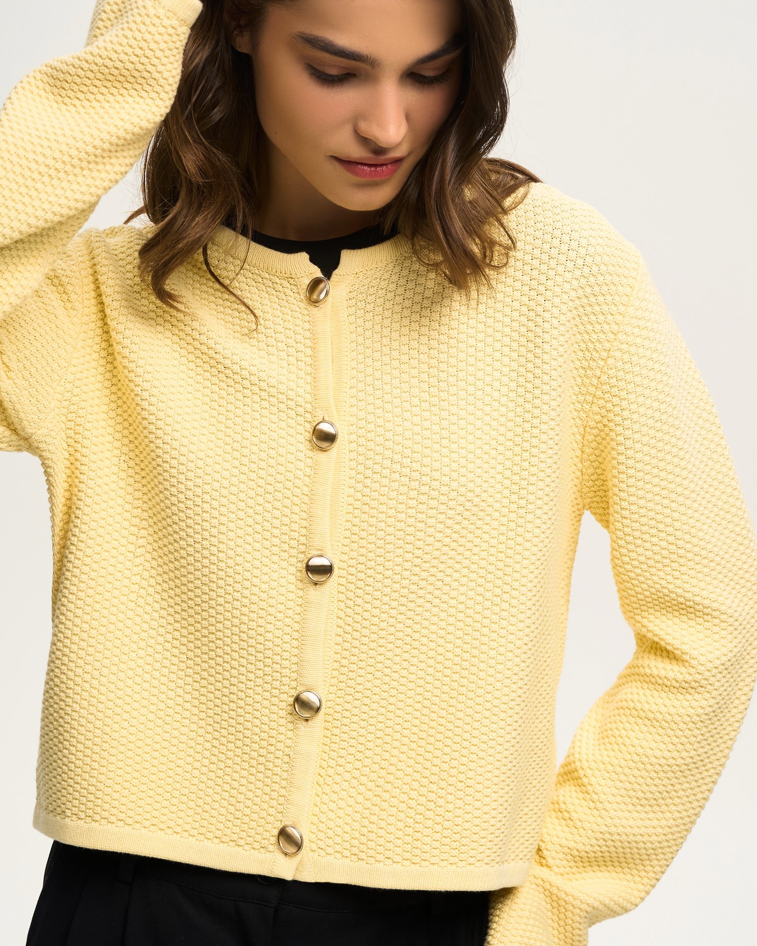 'Butter' coloured cardigan, Yellow — photo 5