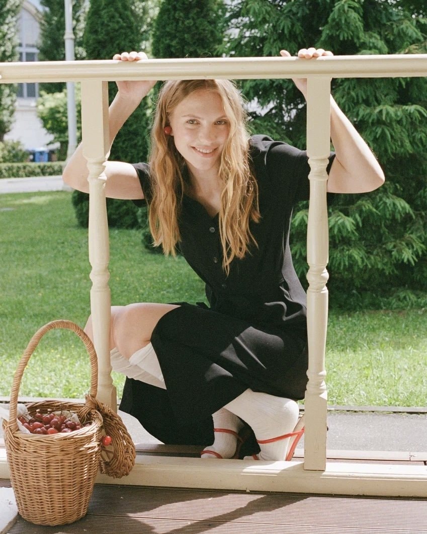 Black button-front dress, Black — photo 9