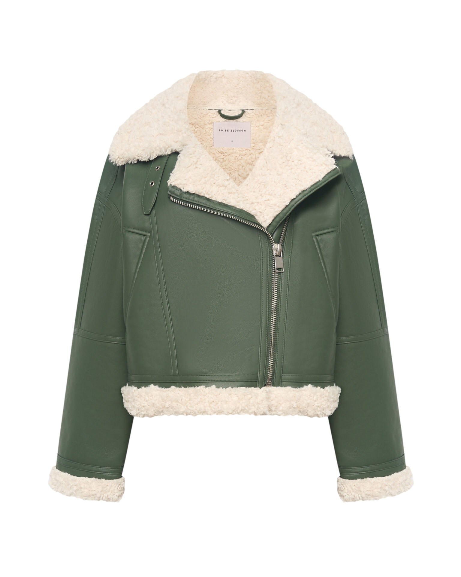 Insulated suede coat in emerald, Green