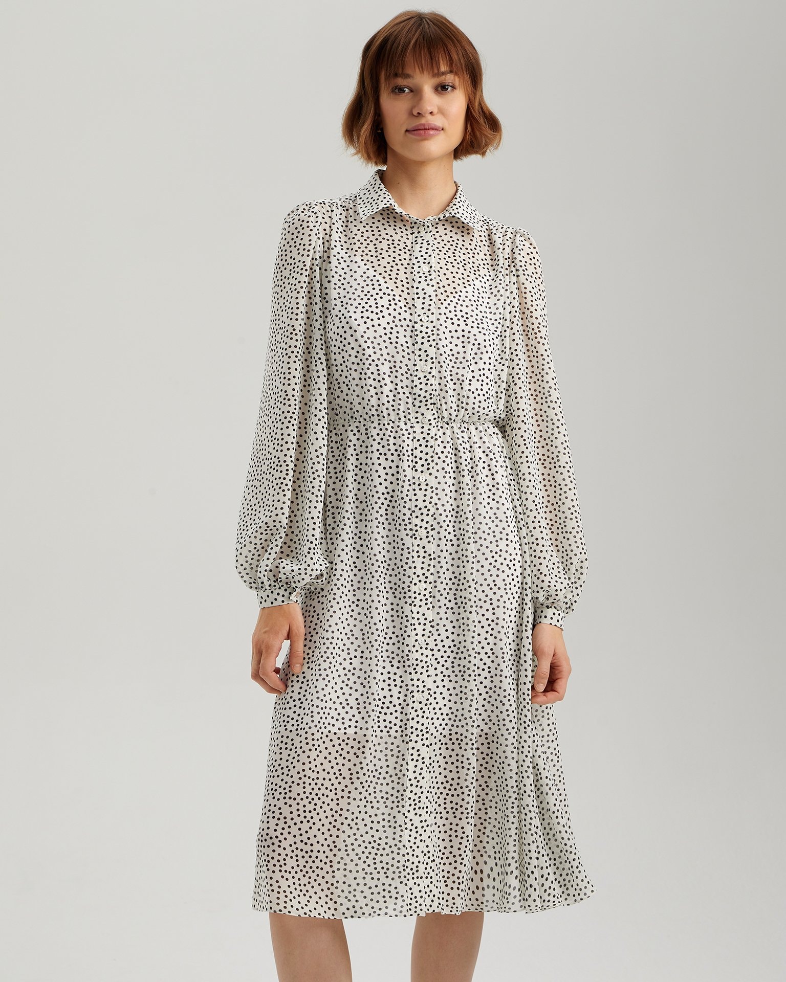 Long-sleeved dress, White