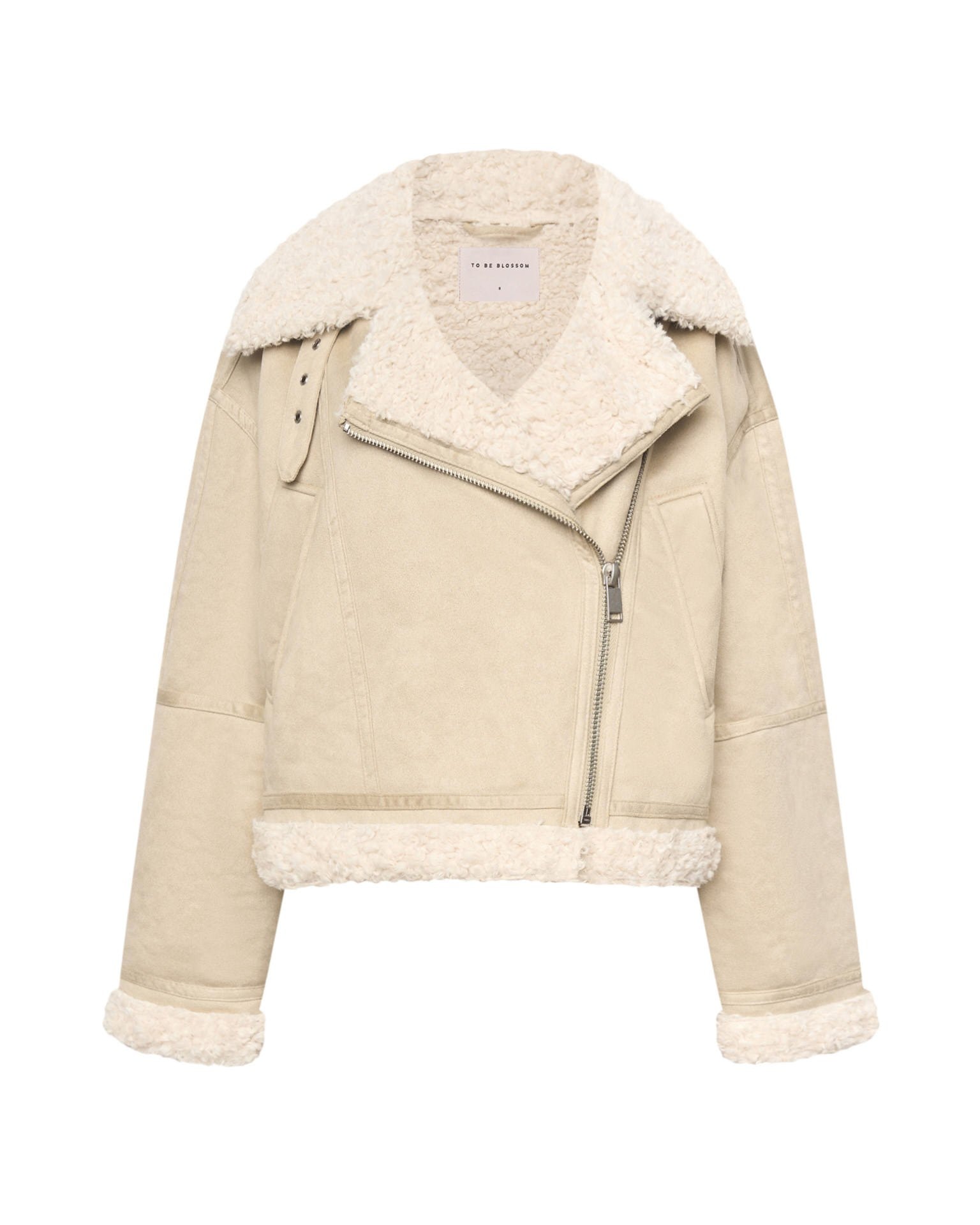 Beige quilted sheepskin coat, Beige