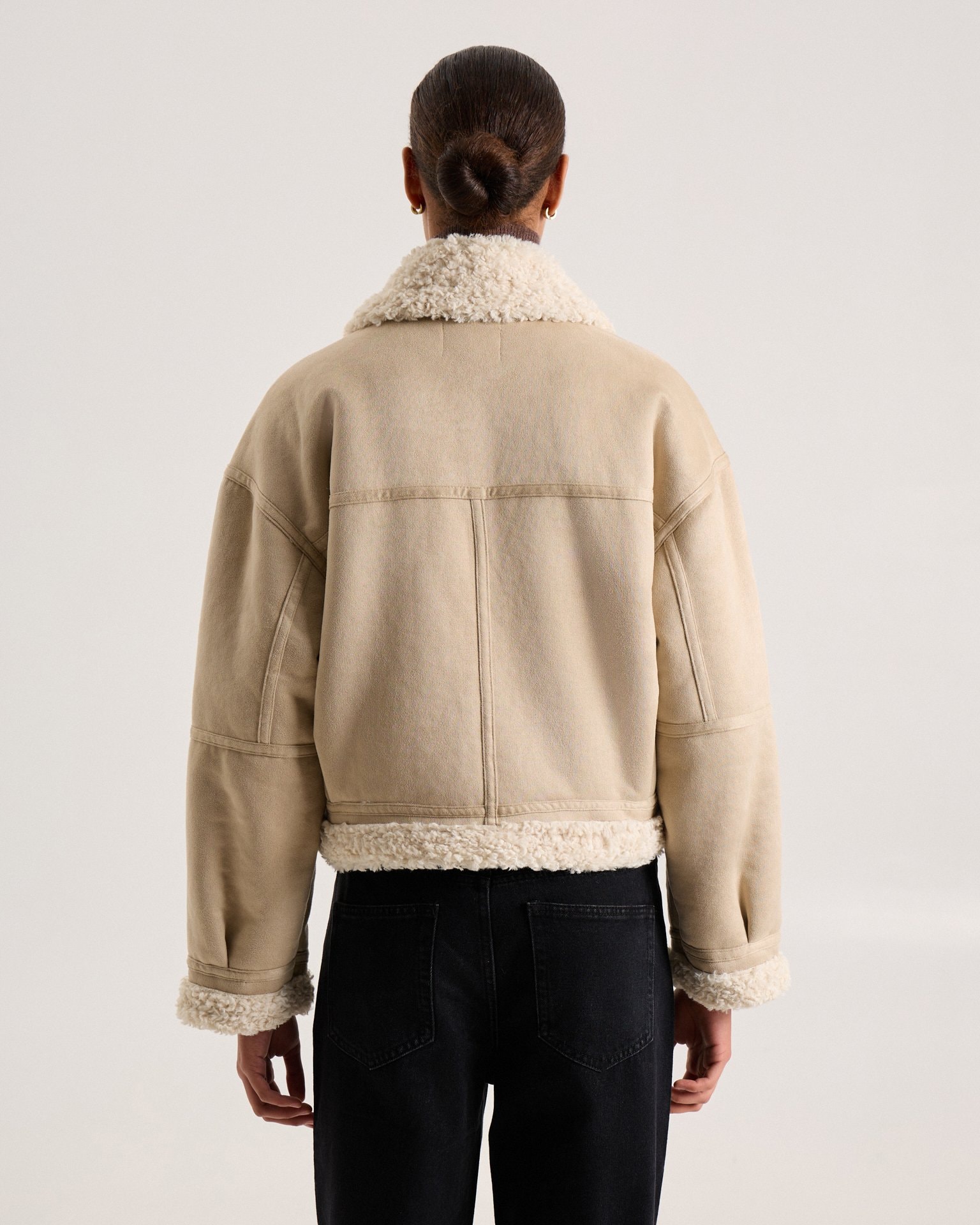 Beige quilted sheepskin coat, Beige — photo 4