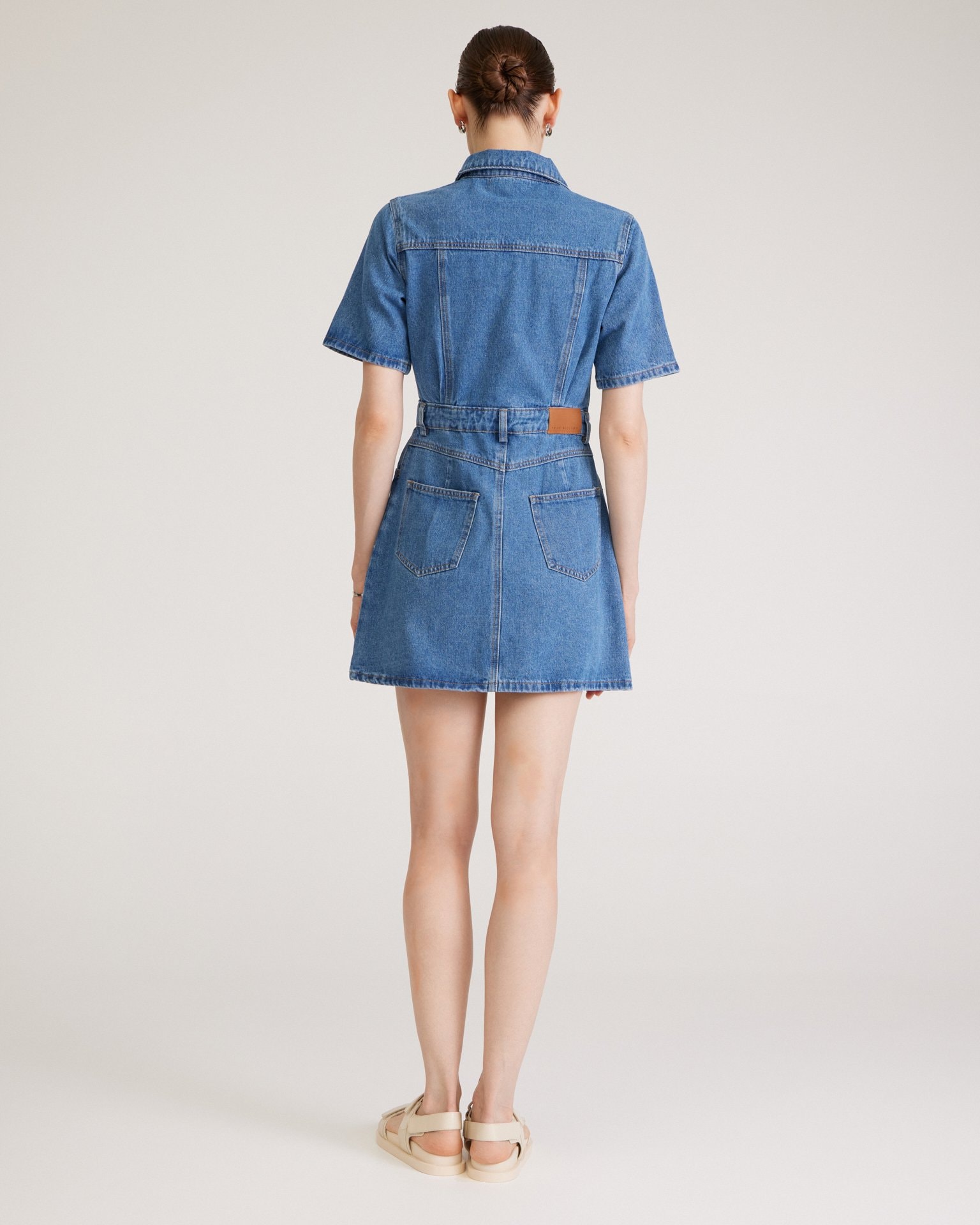 Fitted denim dress, Blue — photo 4