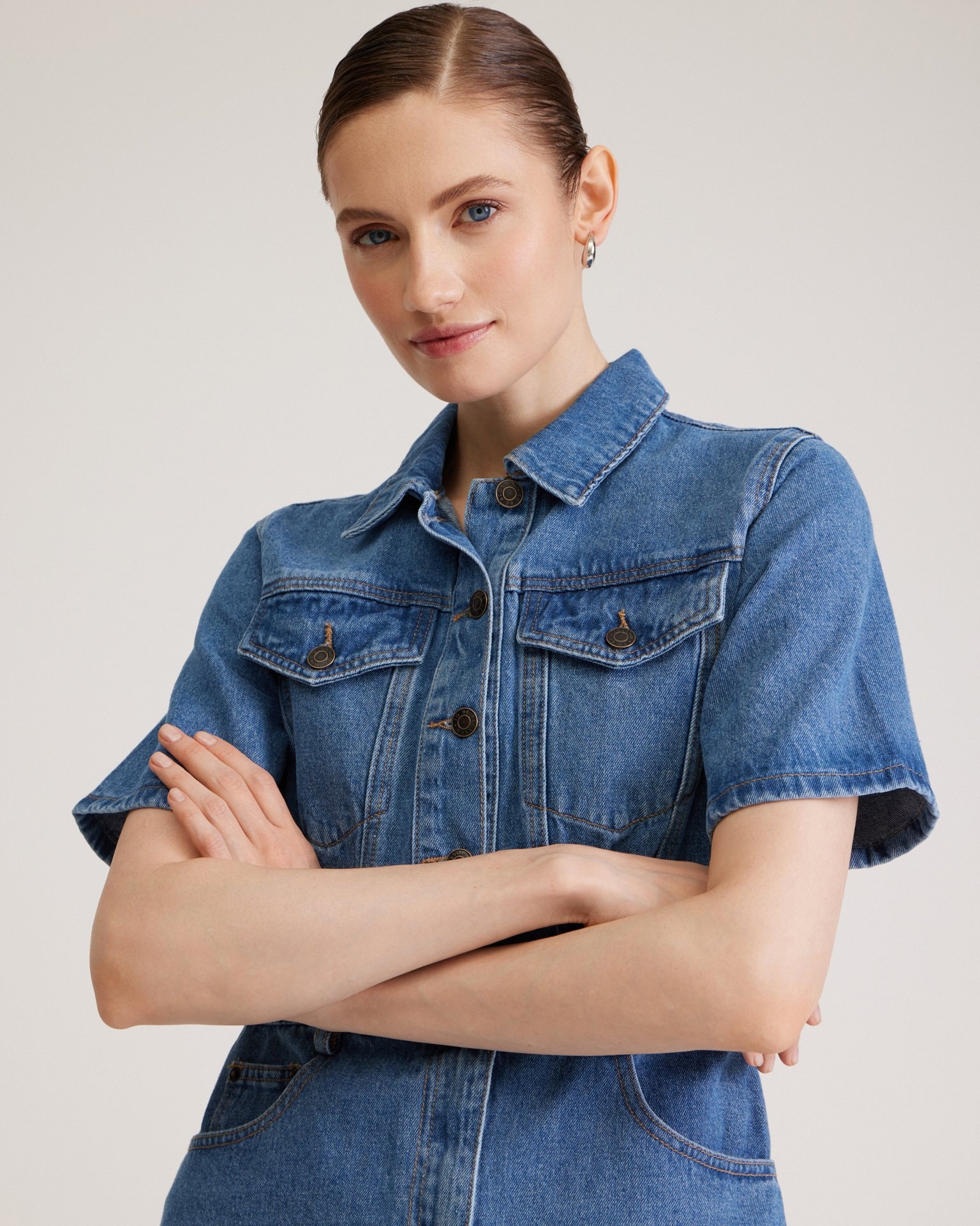 Fitted denim dress, Blue — photo 6