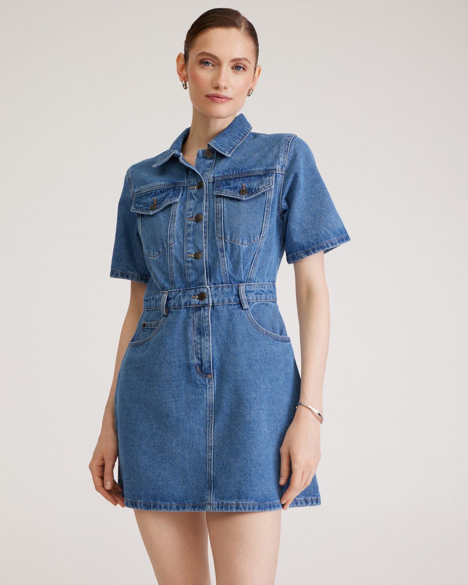 Fitted denim dress, Blue — photo 2