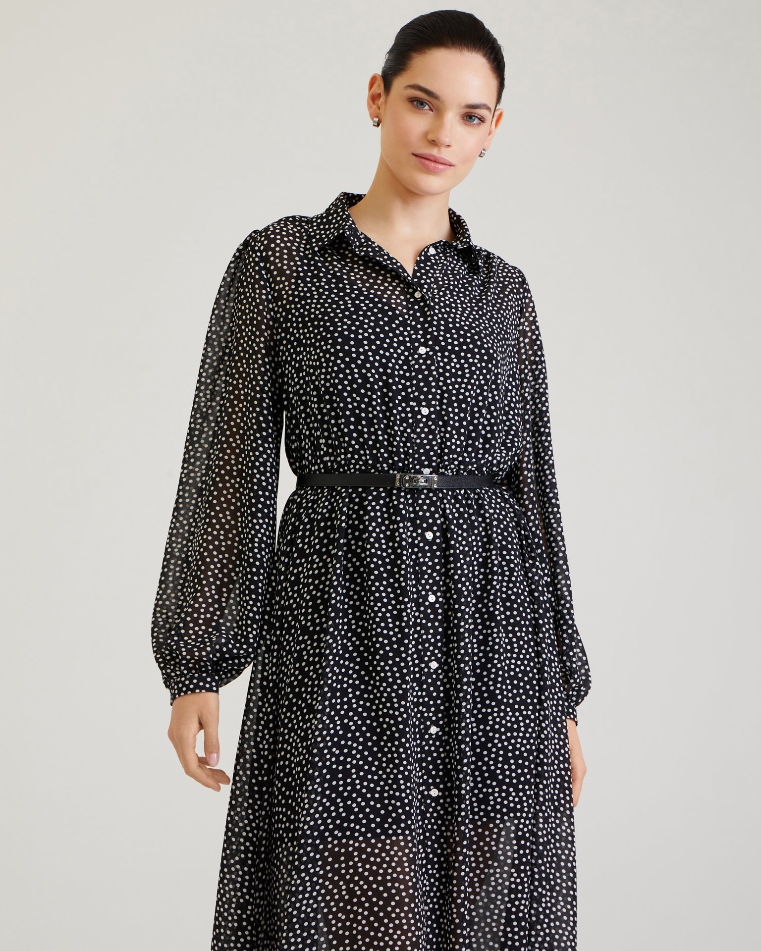 Black polka dot dress, Black — photo 3