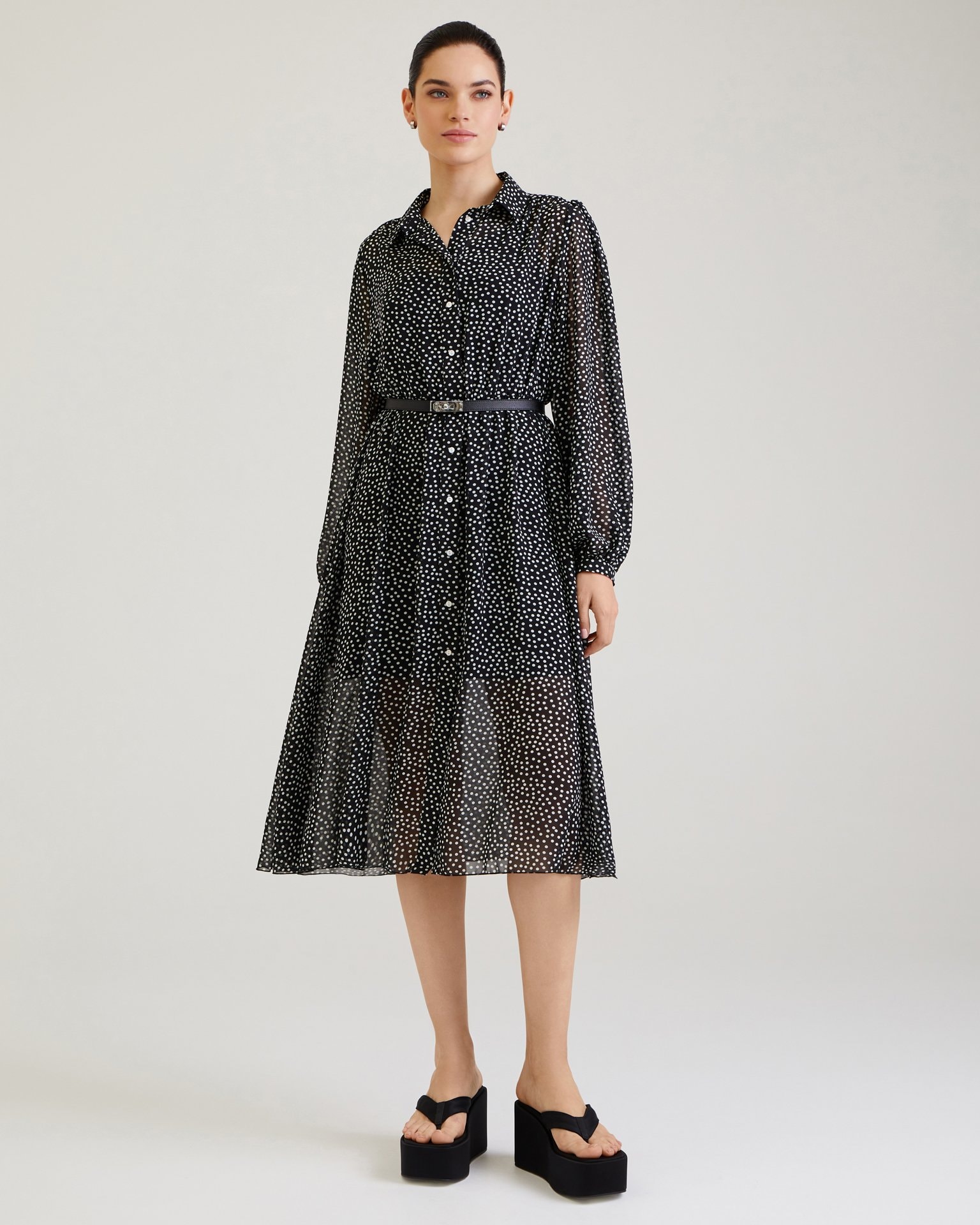 Black polka dot dress, Black — photo 2