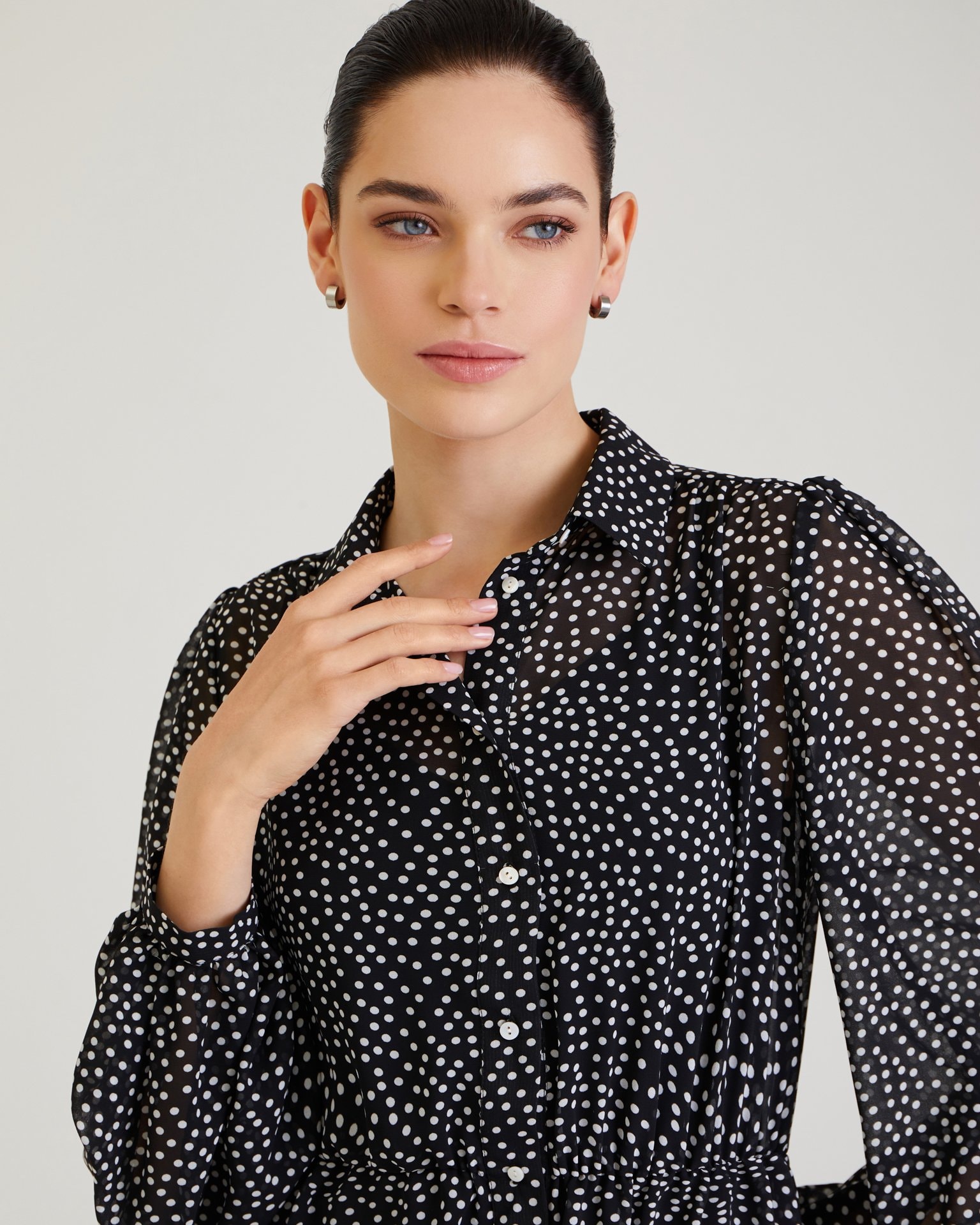 Black polka dot dress, Black — photo 7