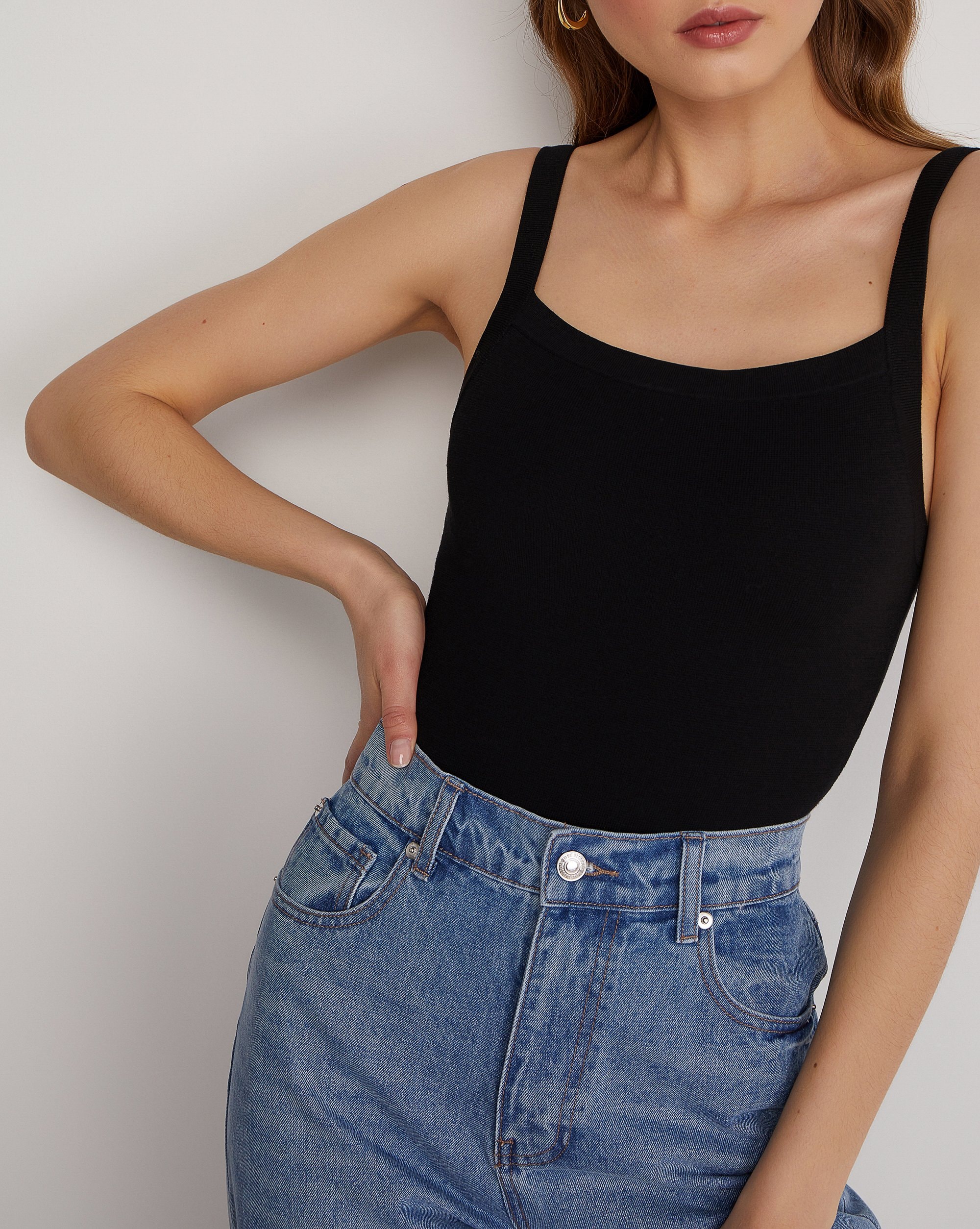 Black spaghetti strap bodysuit, Black — photo 2