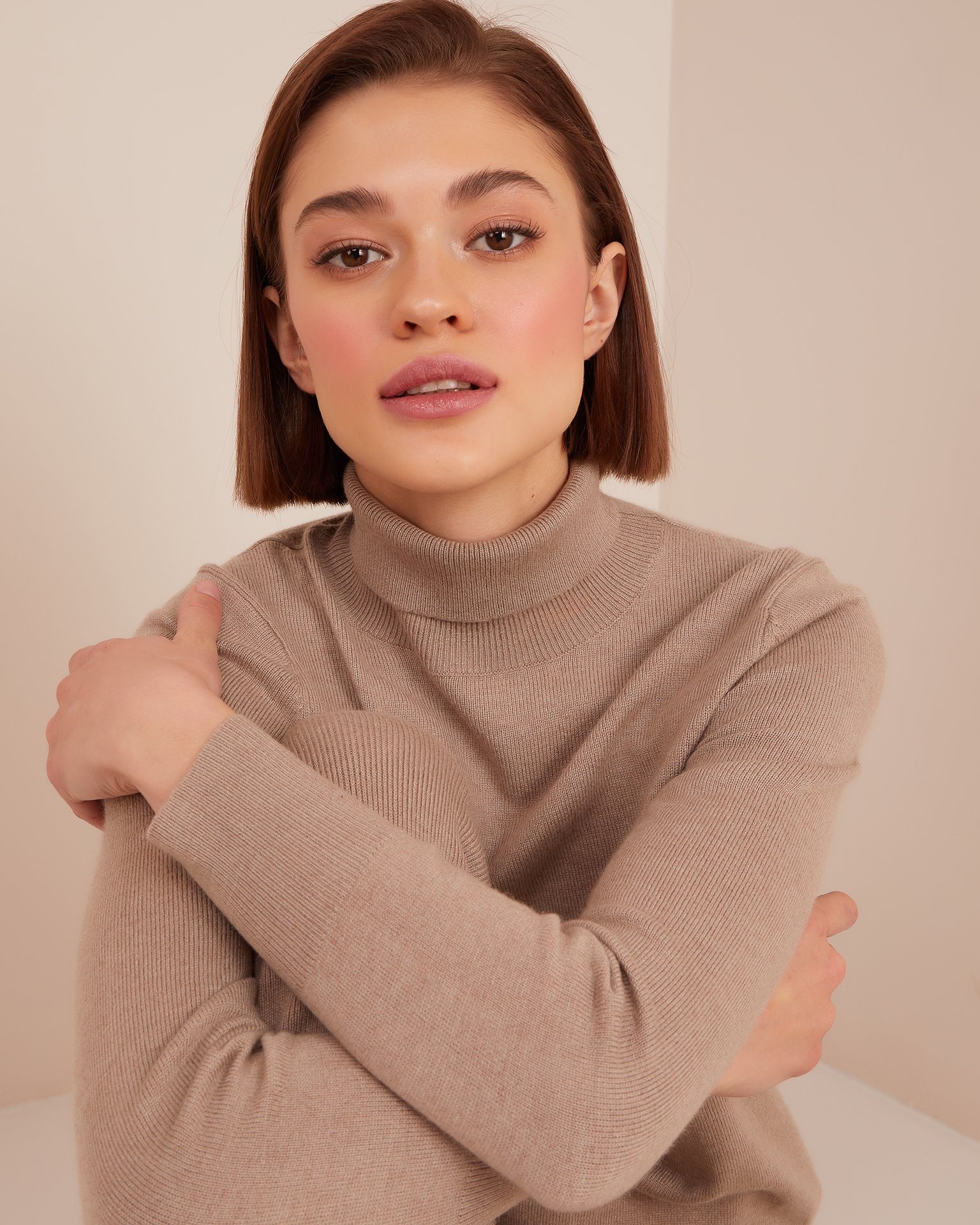 Suit with turtle neck, Brown — photo 4