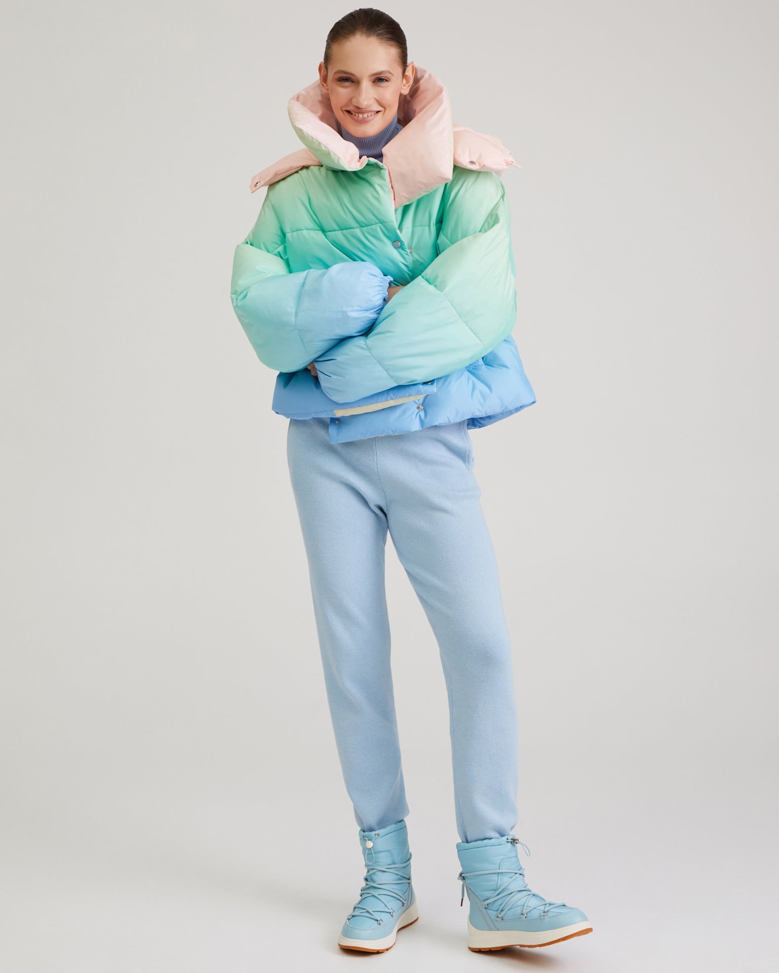 Insulated puffer boots, Sky Blue — photo 3