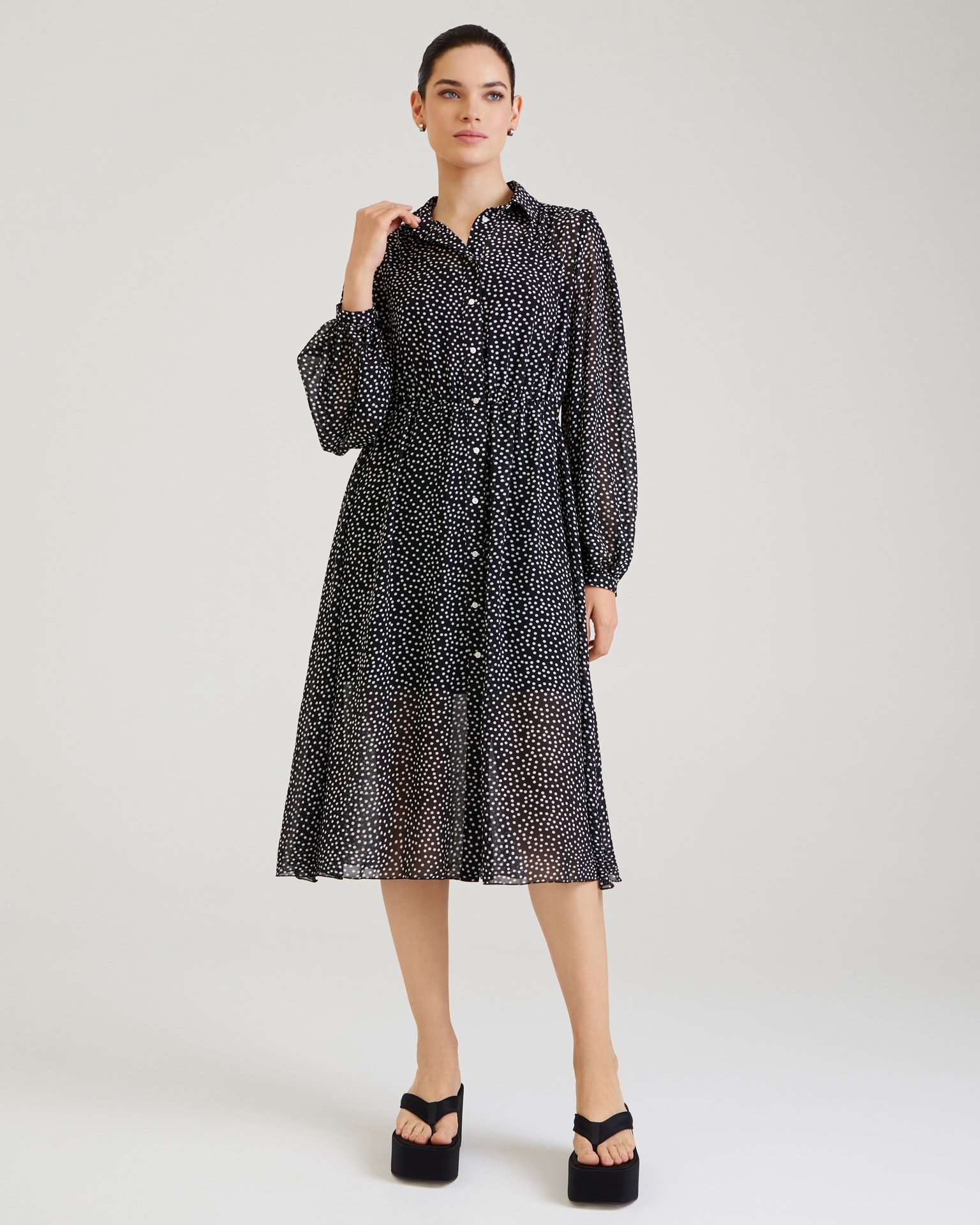 Black polka dot dress, Black — photo 5