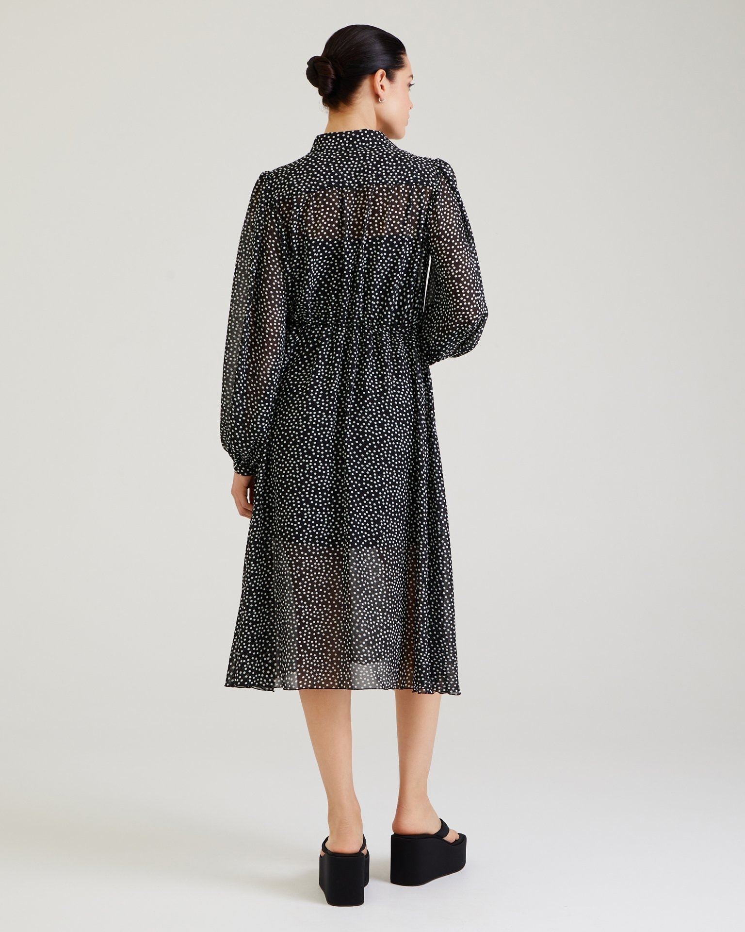 Black polka dot dress, Black — photo 4