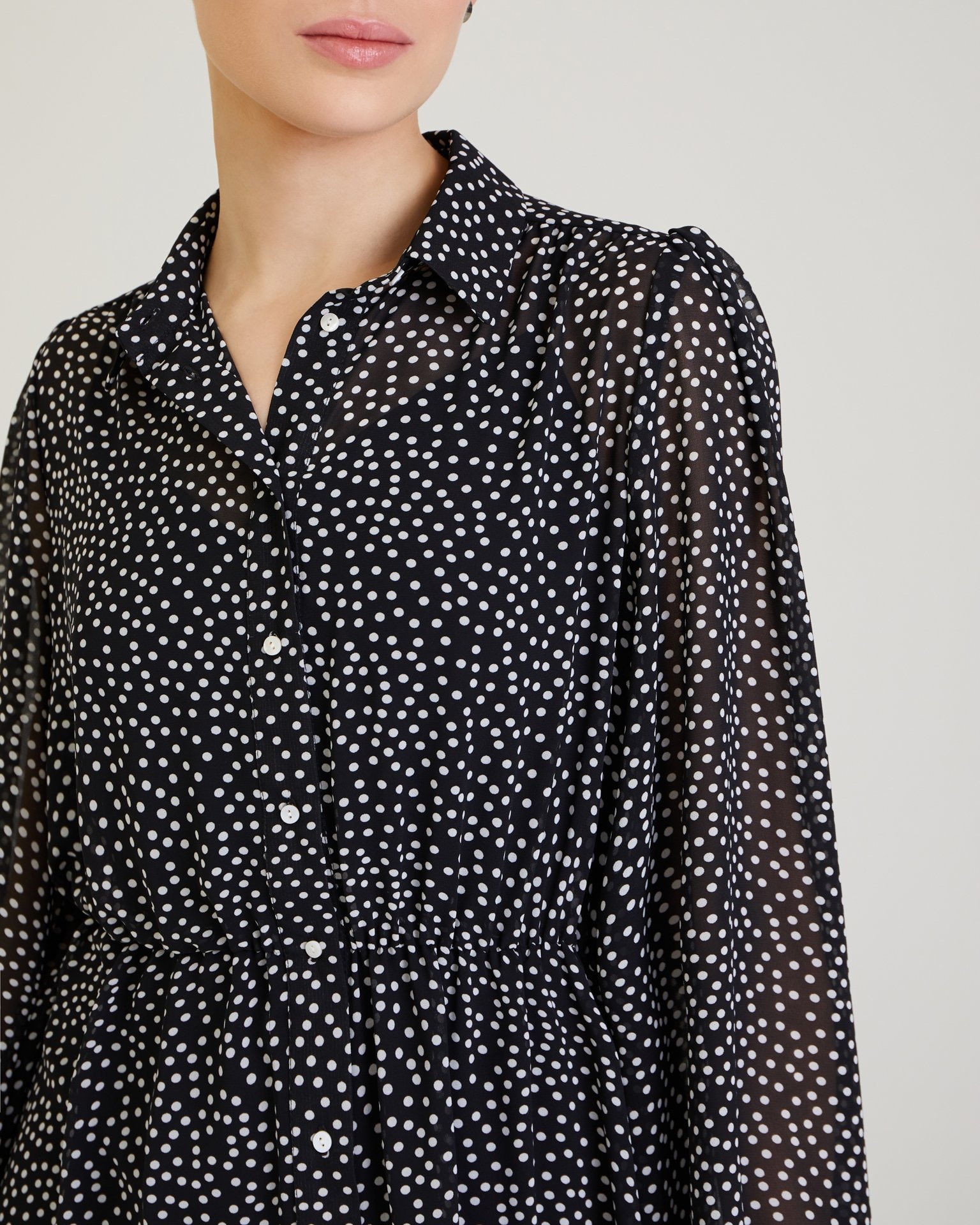 Black polka dot dress, Black — photo 8