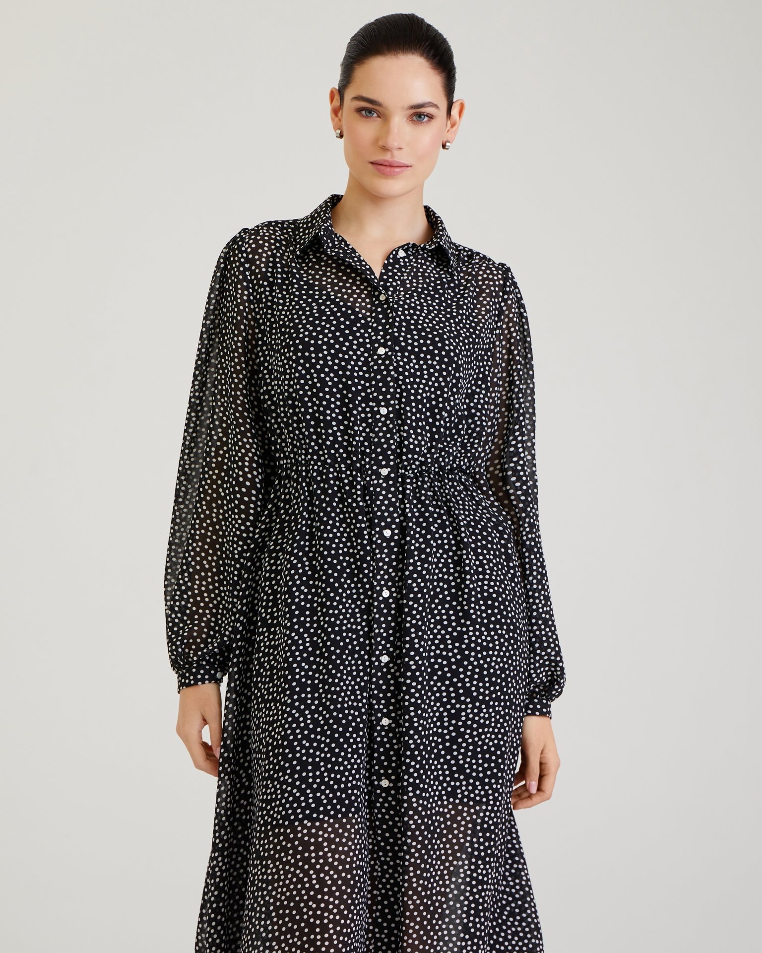 Black polka dot dress, Black — photo 6