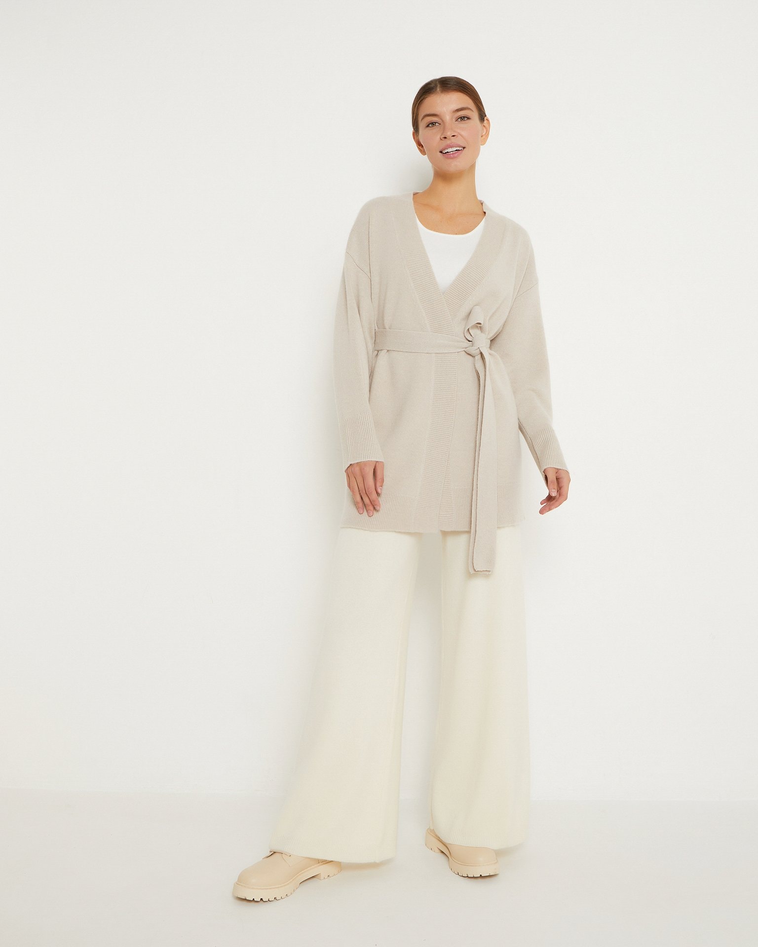 Wool and cashmere cardigan, Beige — photo 3