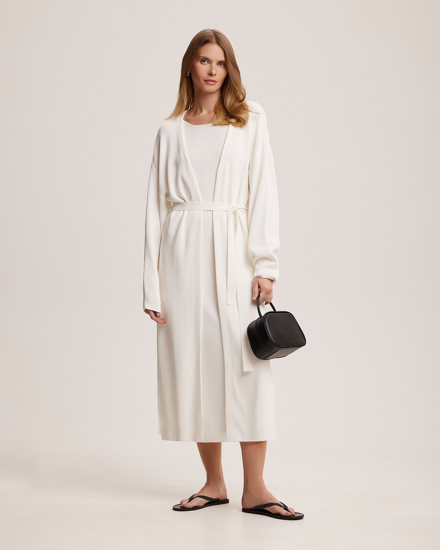 Belted cardigan, Milk — photo 3