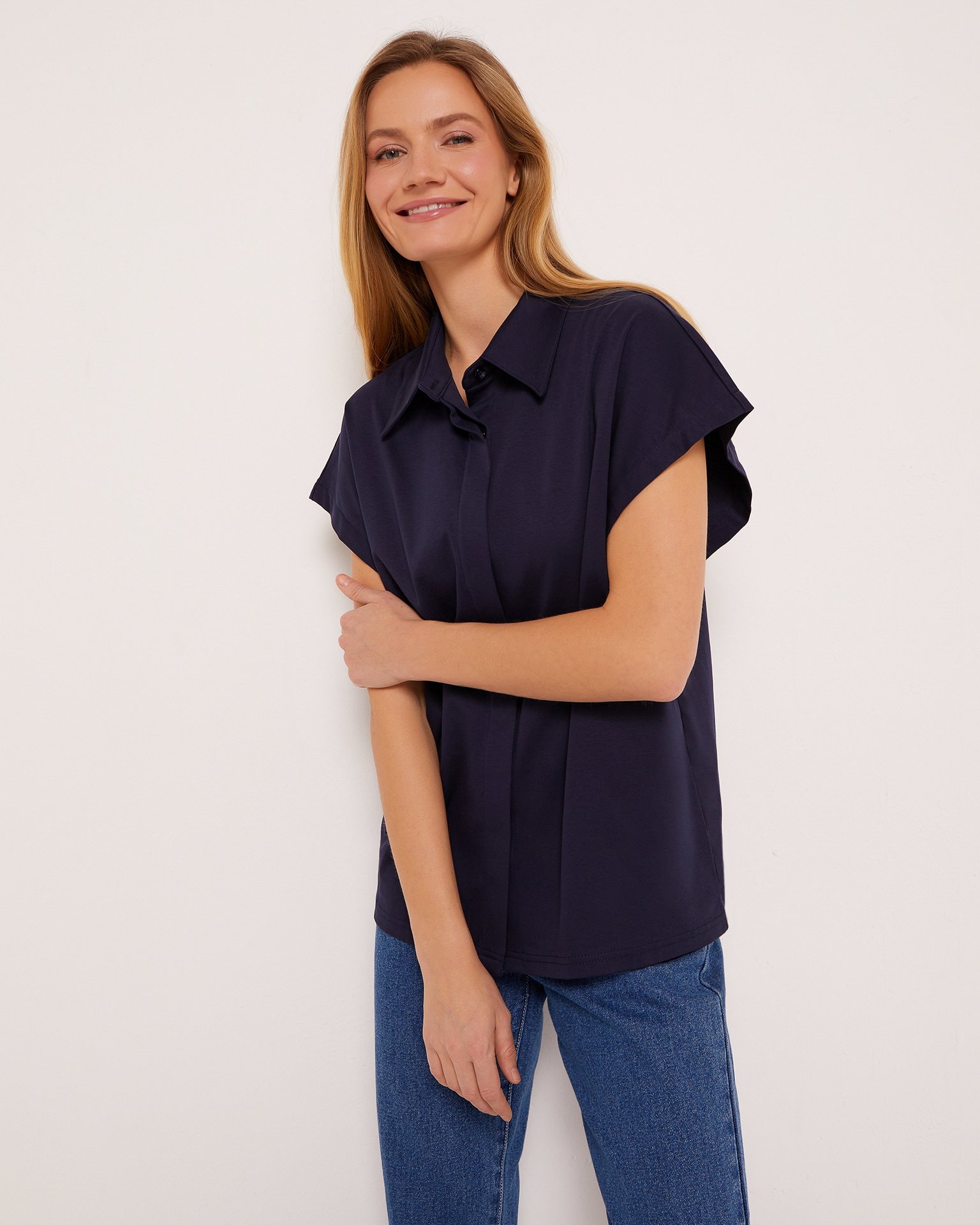 Cotton Shirt, Dark Blue — photo 5