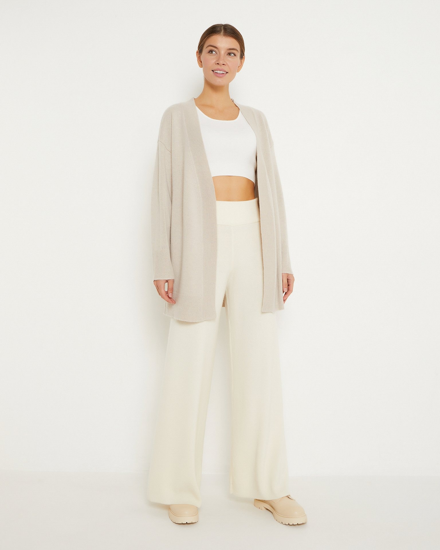 Wool and cashmere cardigan, Beige — photo 4