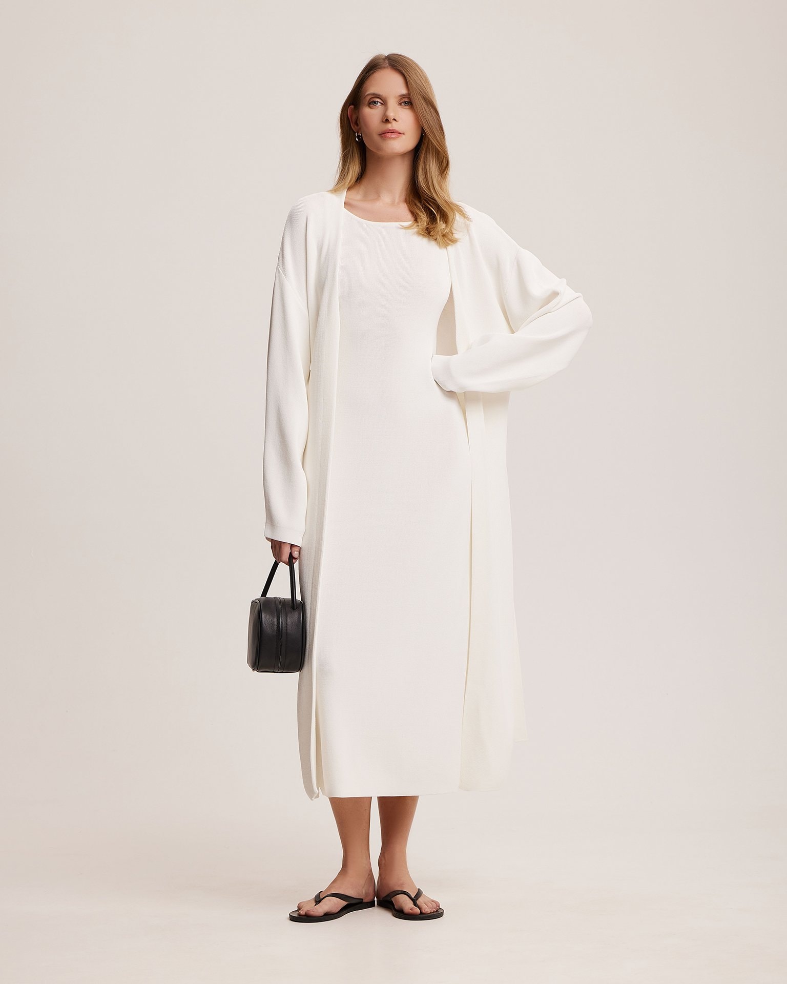 Belted cardigan, Milk