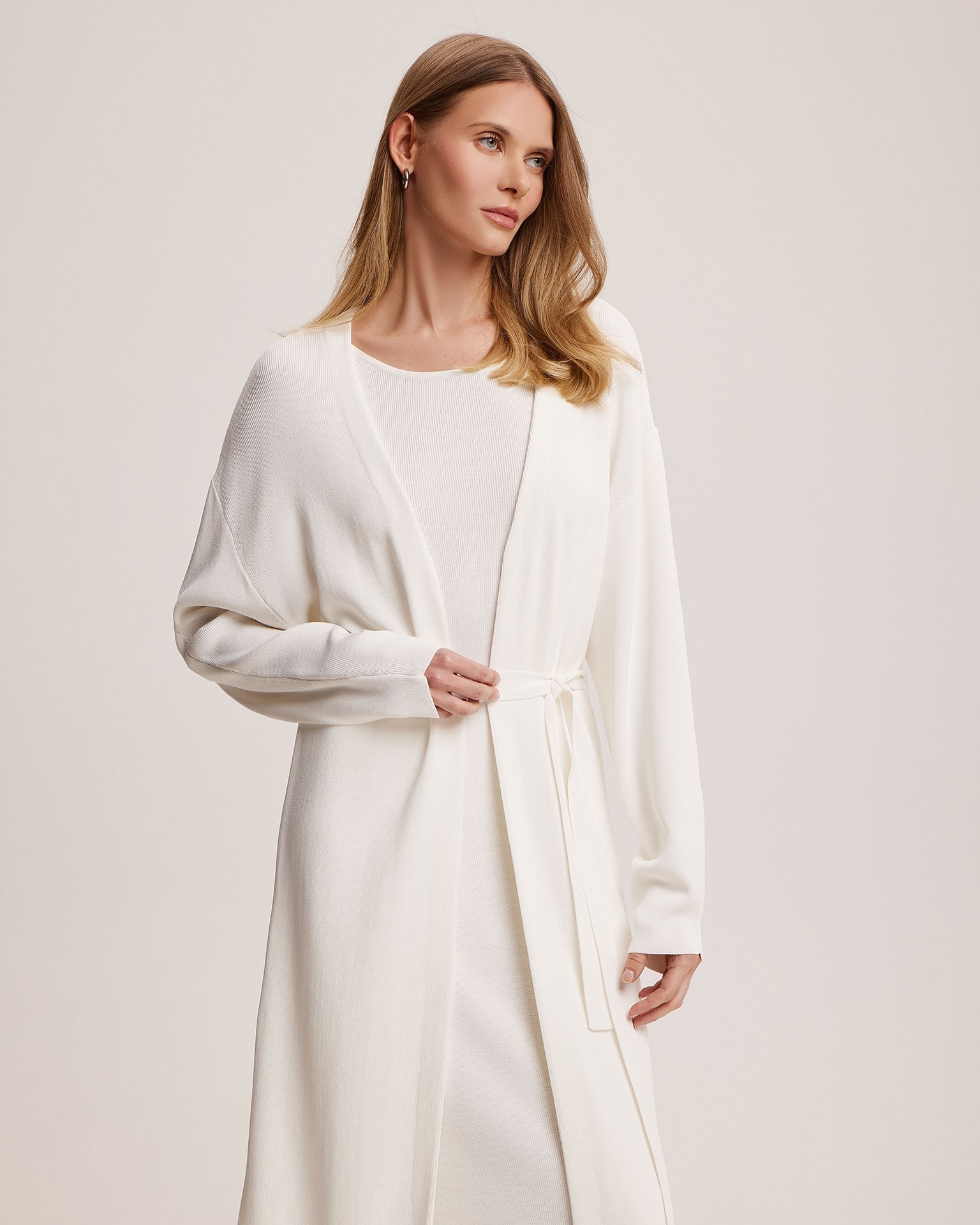 Belted cardigan, Milk — photo 4