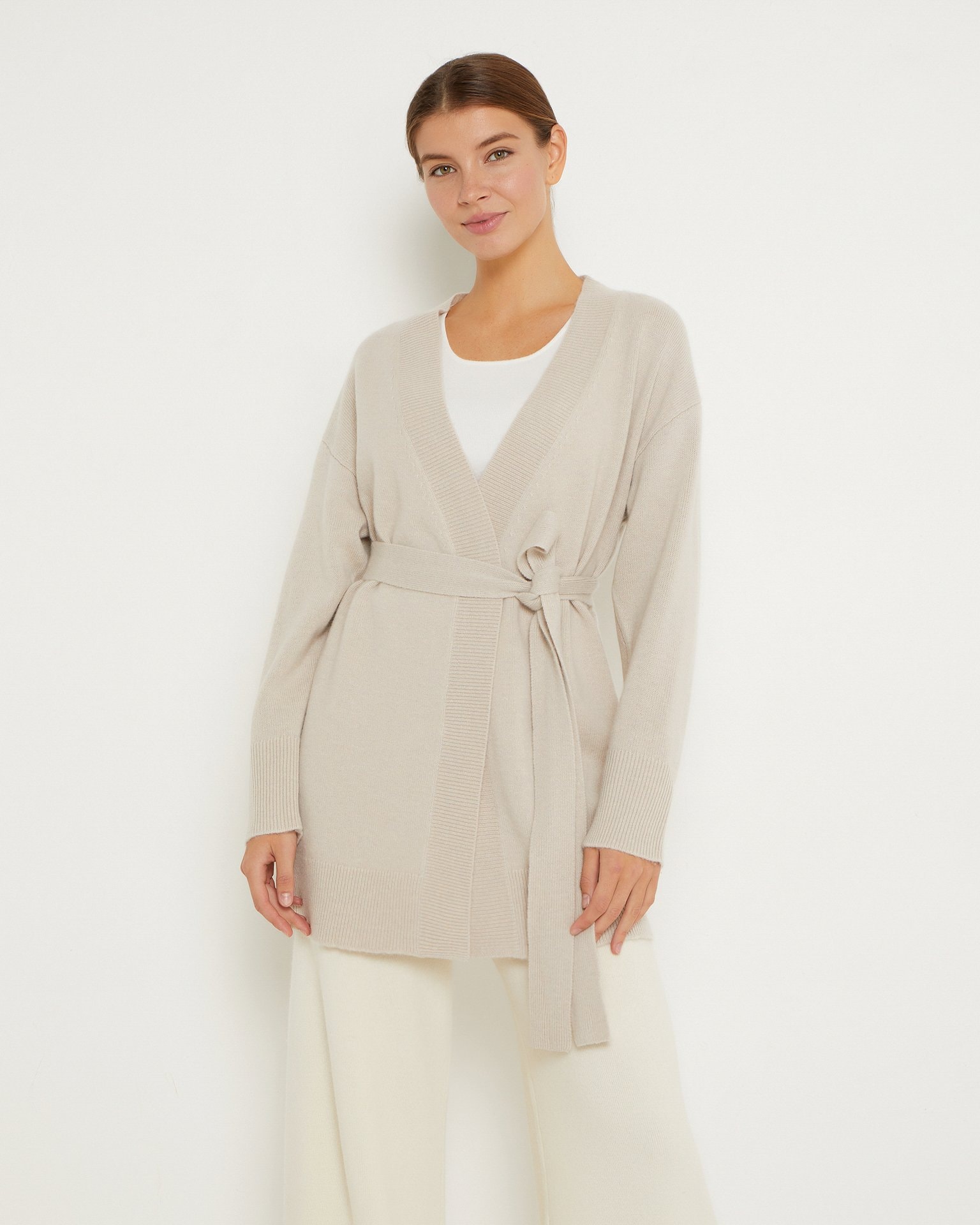 Wool and cashmere cardigan, Beige — photo 6