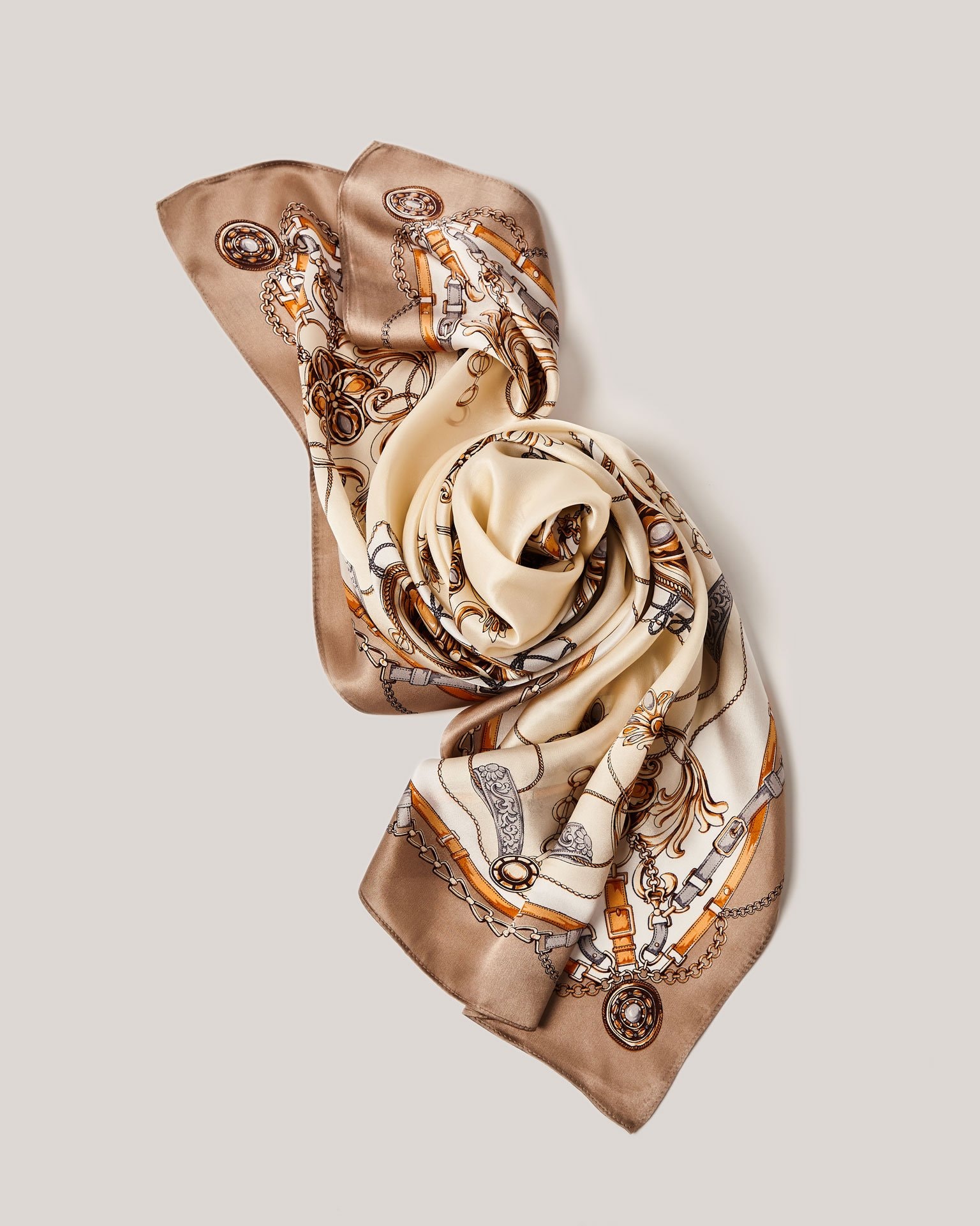Silk scarf, Beige — photo 3