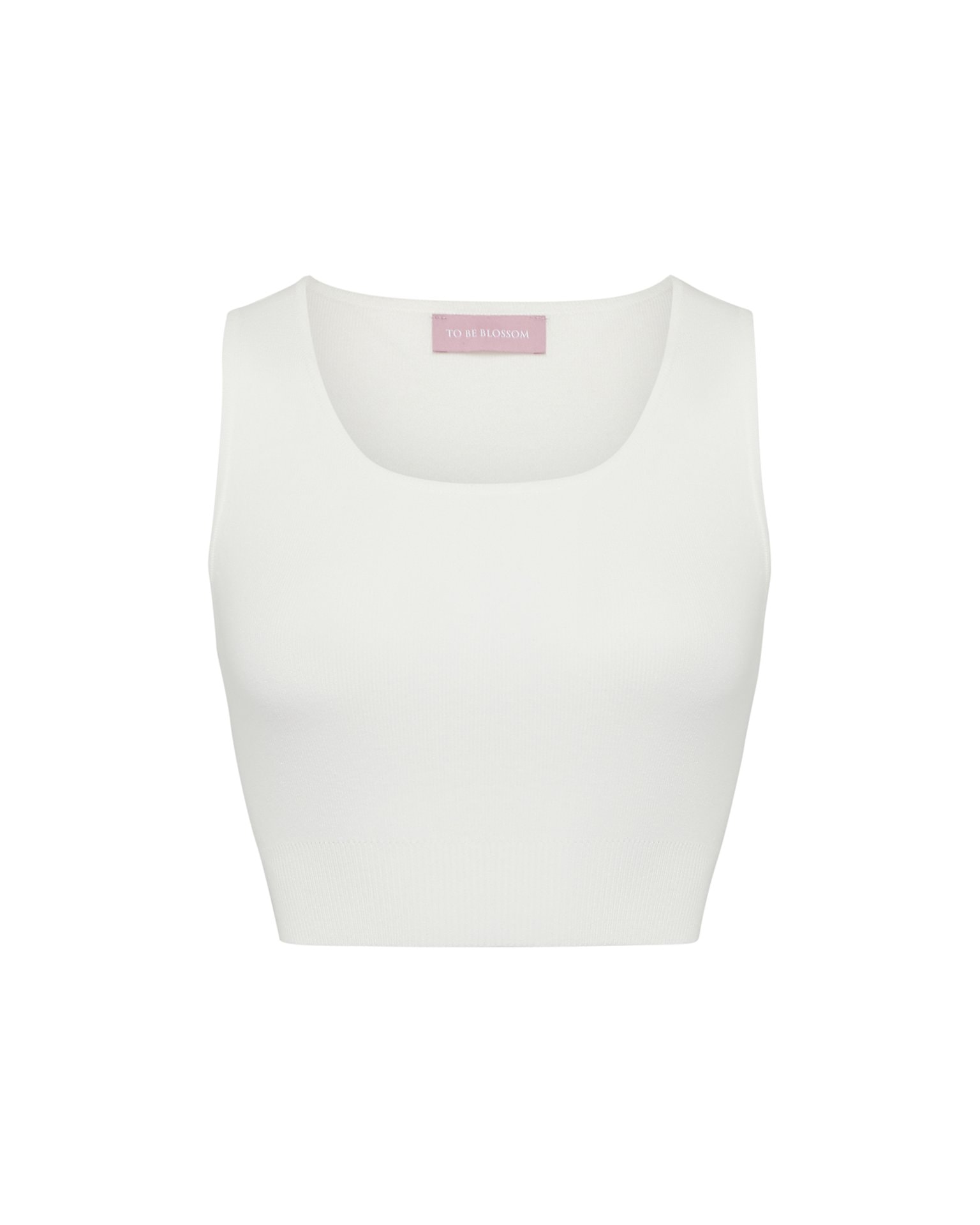 Crop top with round neckline, White