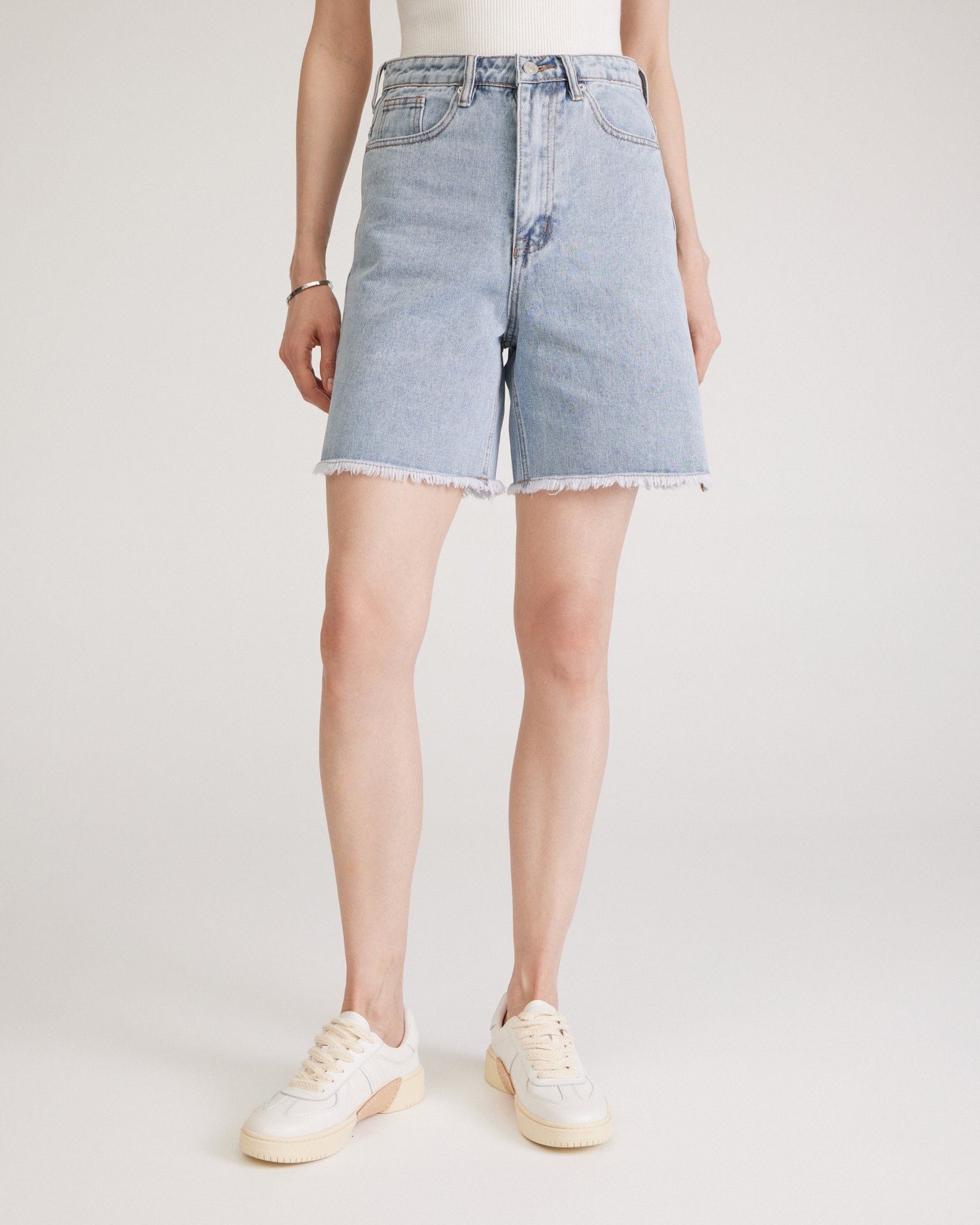 Bermuda shorts with raw hem, Azure — photo 9