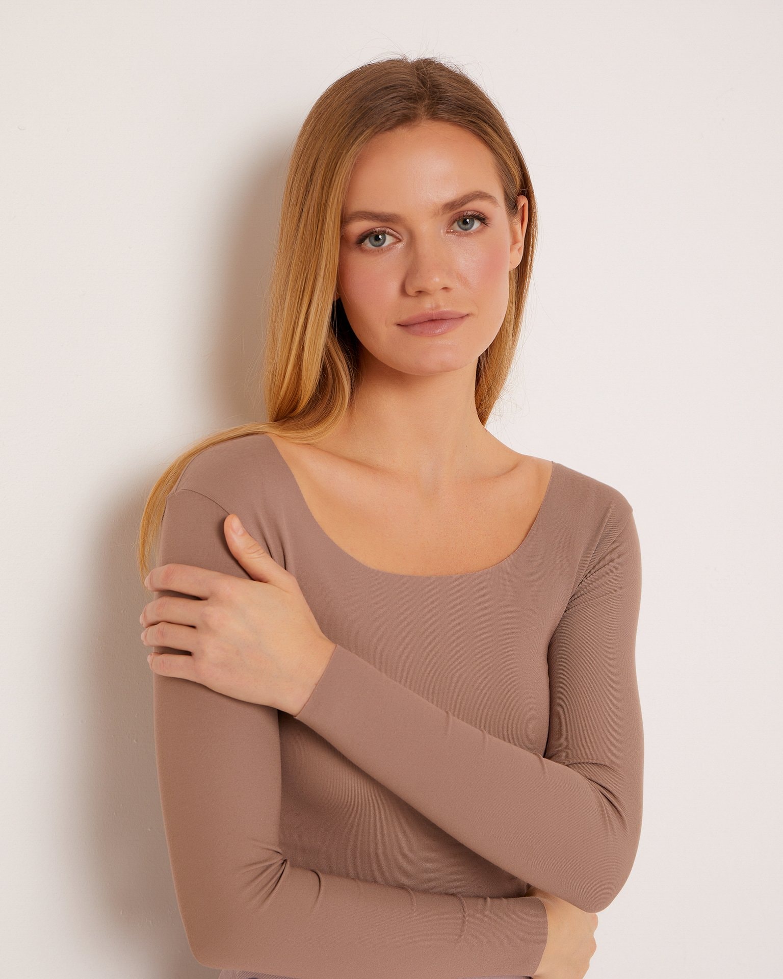 Modal long sleeve, Brown — photo 4