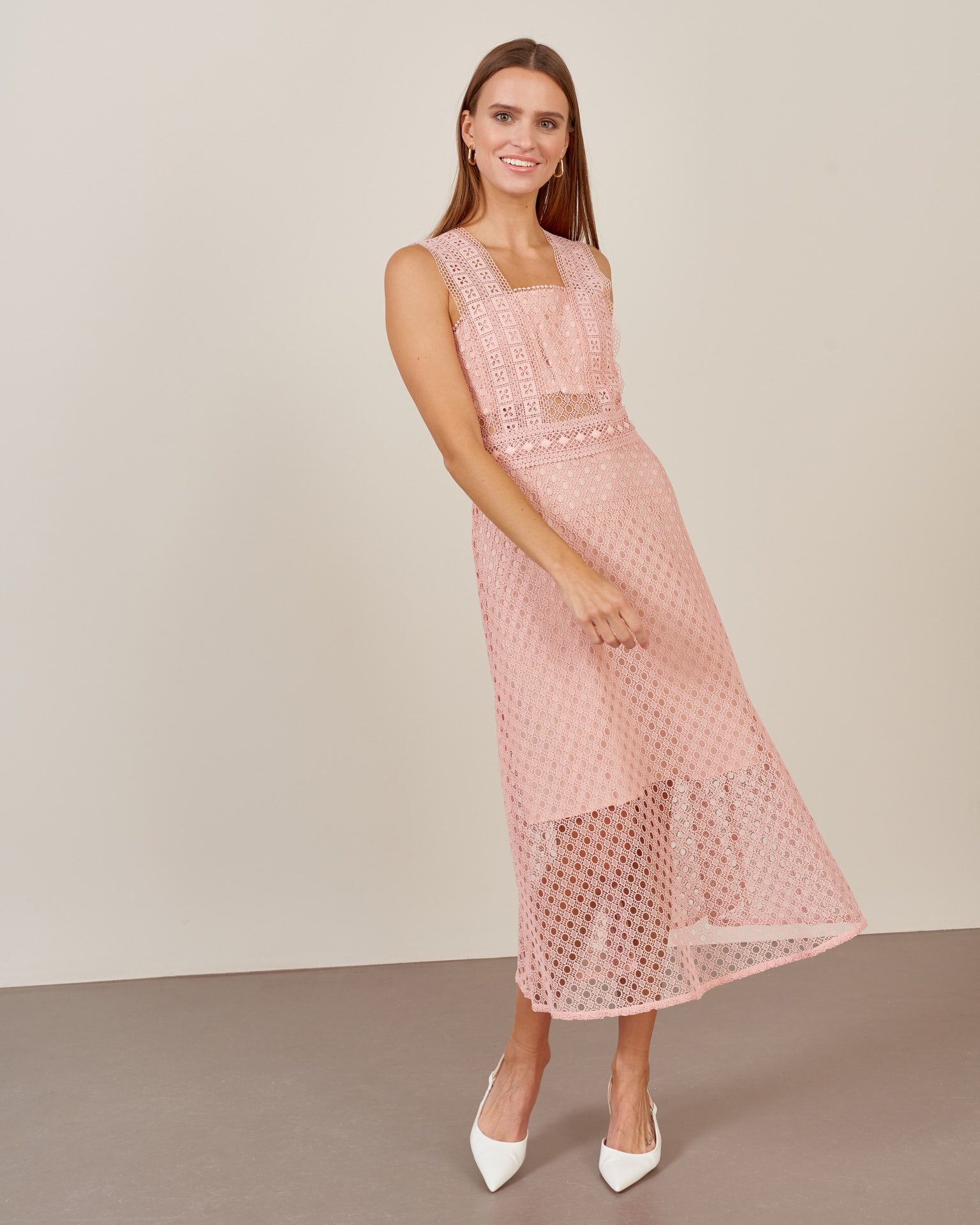 Dress with wide straps, Pink