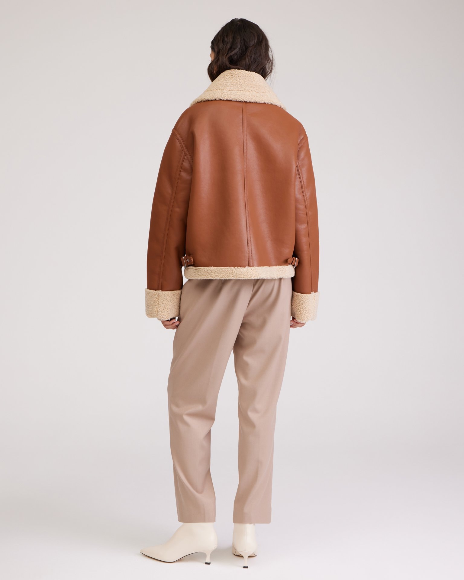 Brown shearling coat, Brown — photo 4