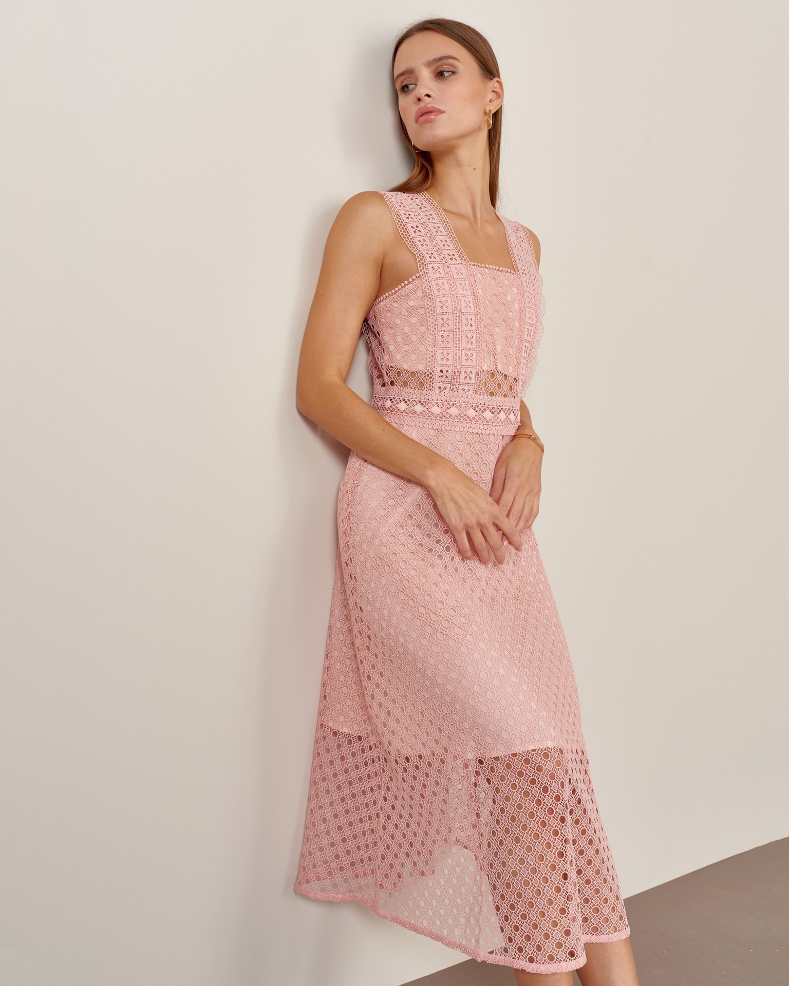 Dress with wide straps, Pink — photo 2