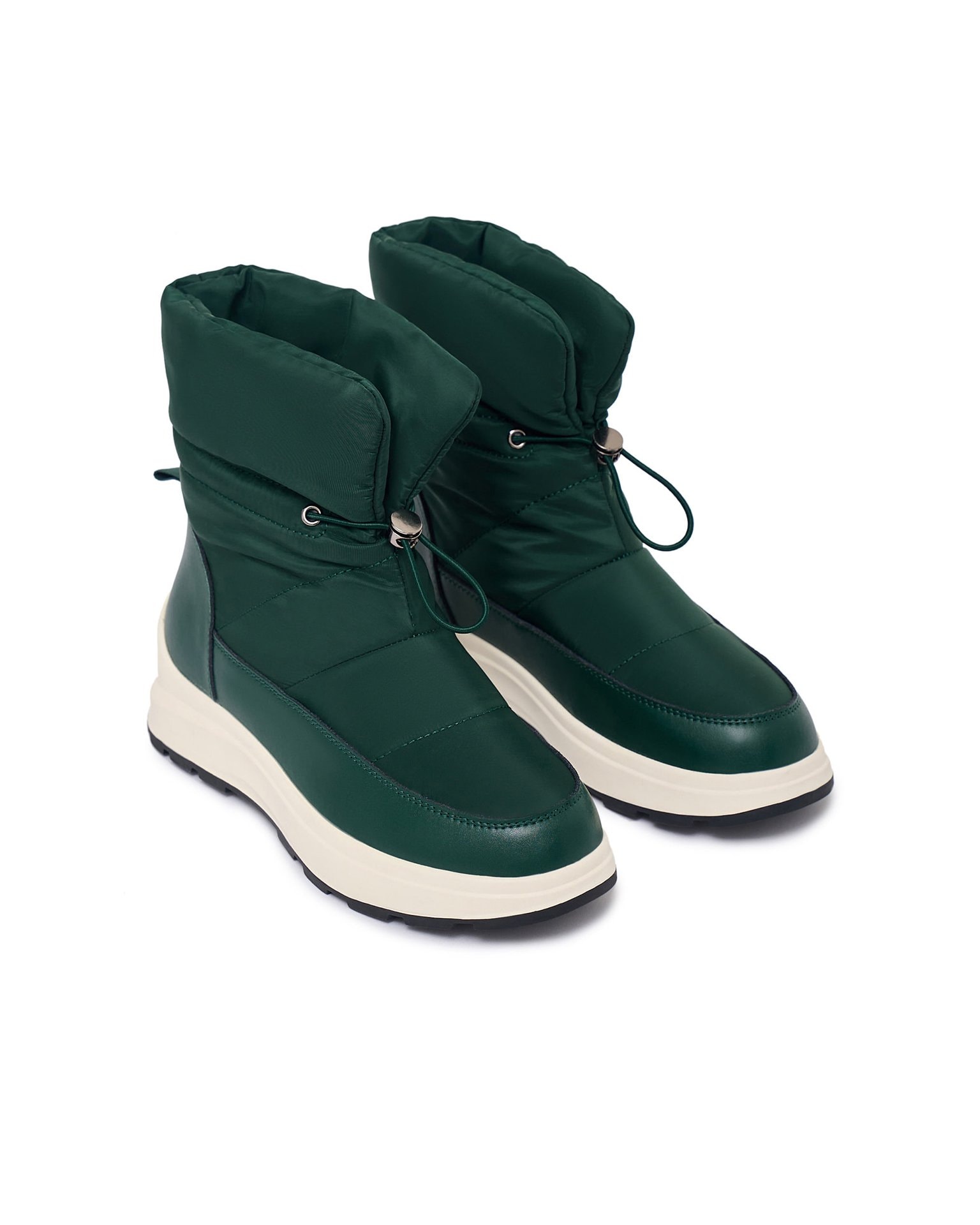 Puffer boots in dark green, Green.