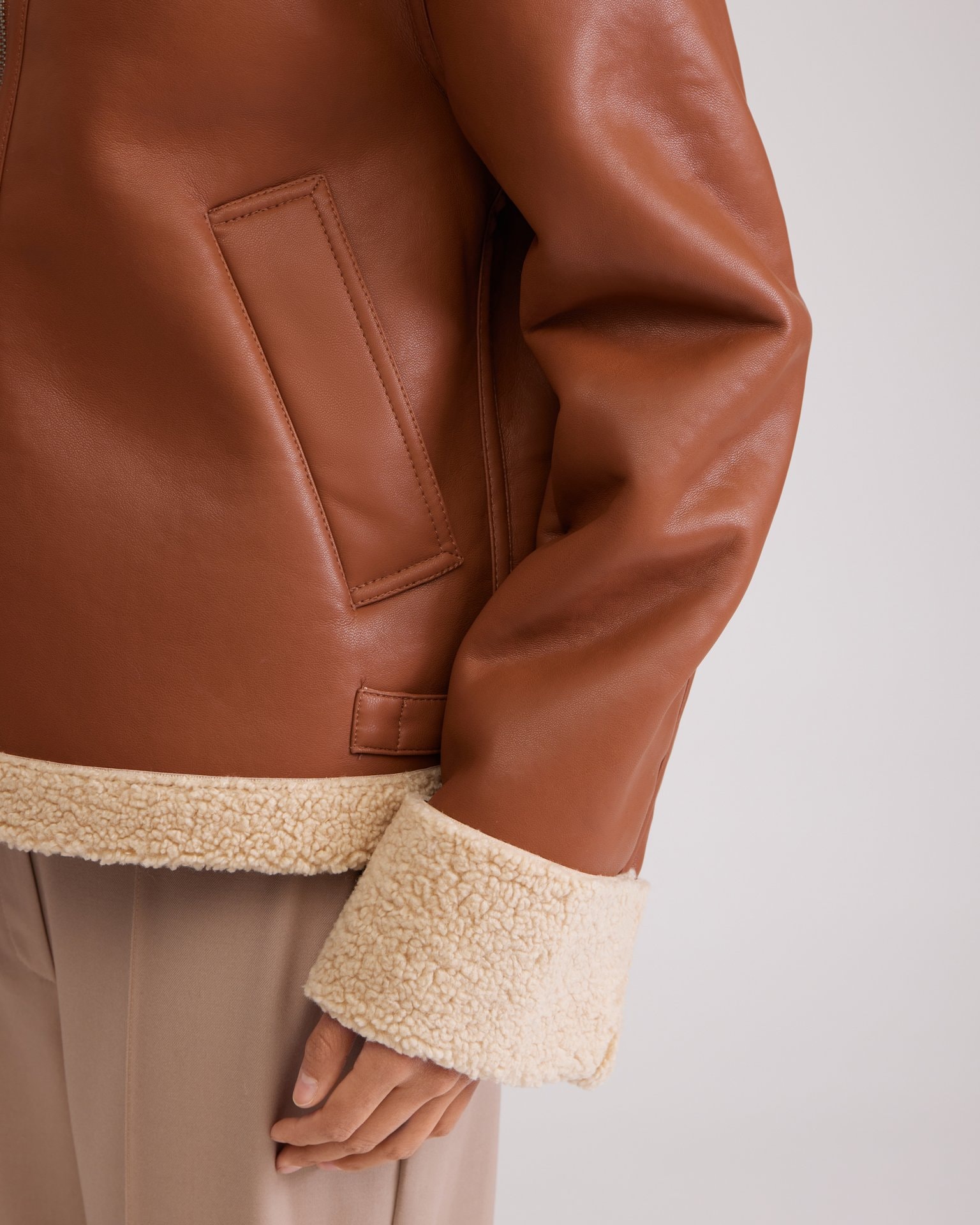 Brown shearling coat, Brown — photo 8
