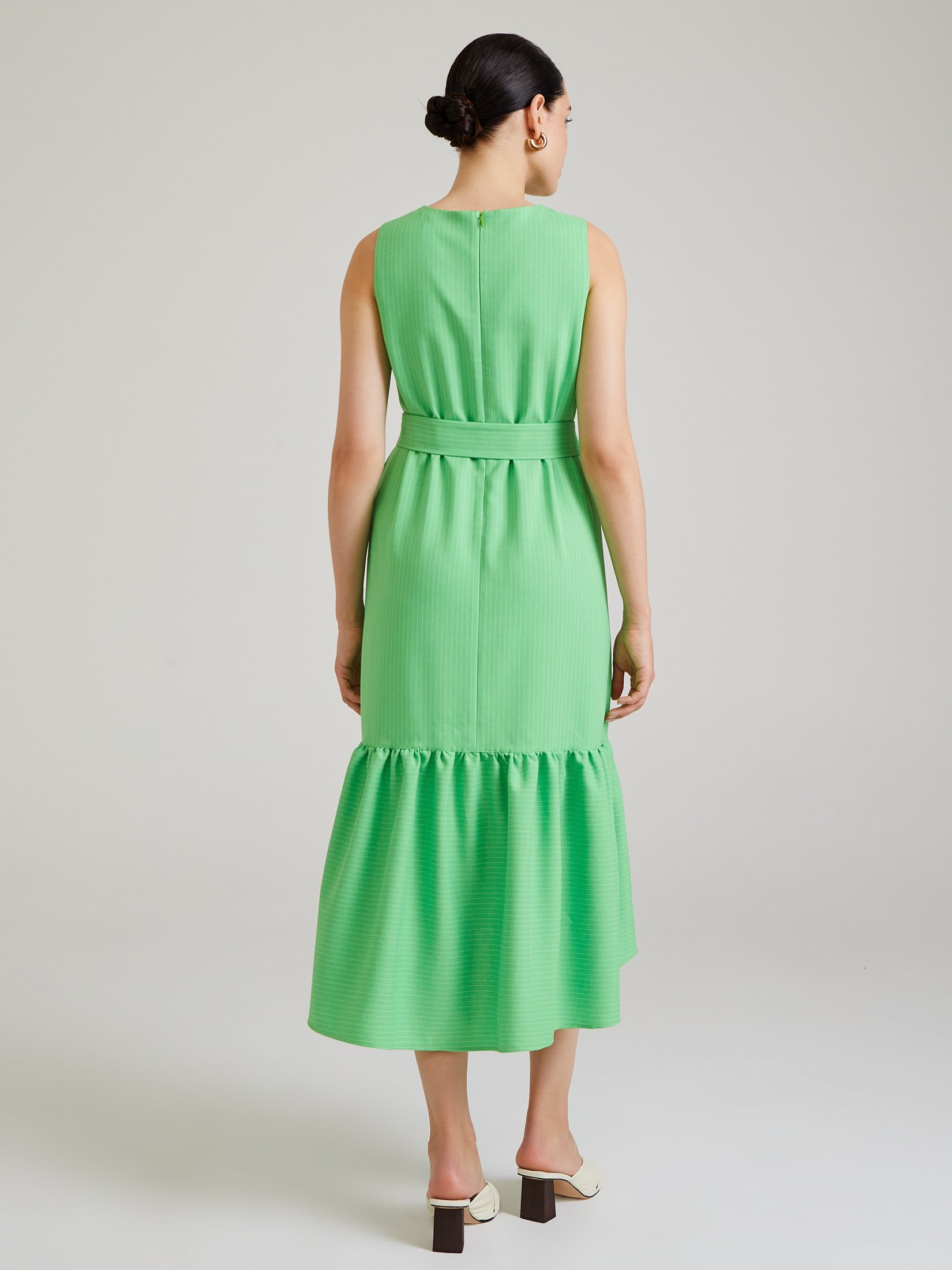 Tiered Midi Dress, Light Green — photo 3