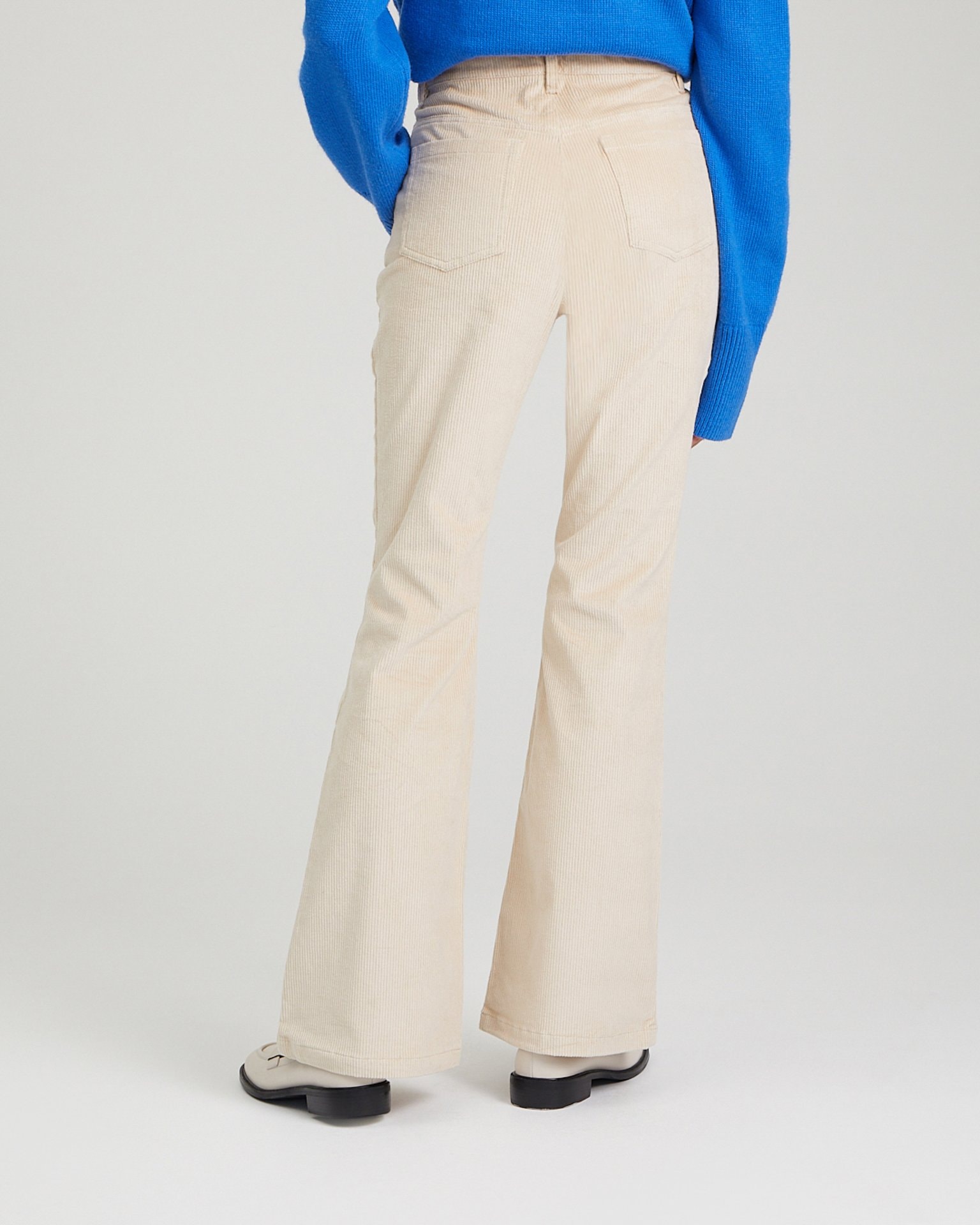 Corduroy flared trousers, Milky — photo 6