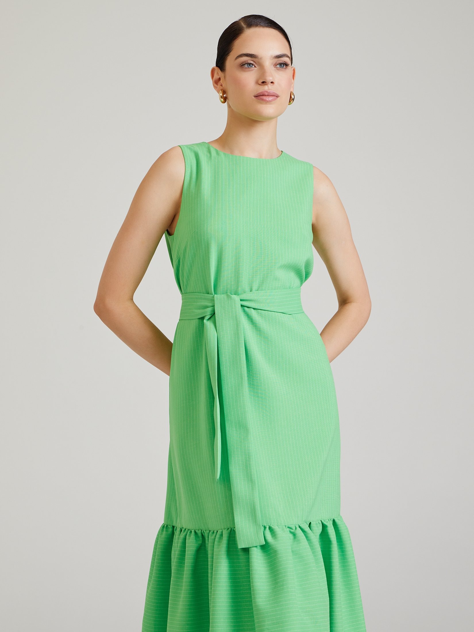 Tiered Midi Dress, Light Green
