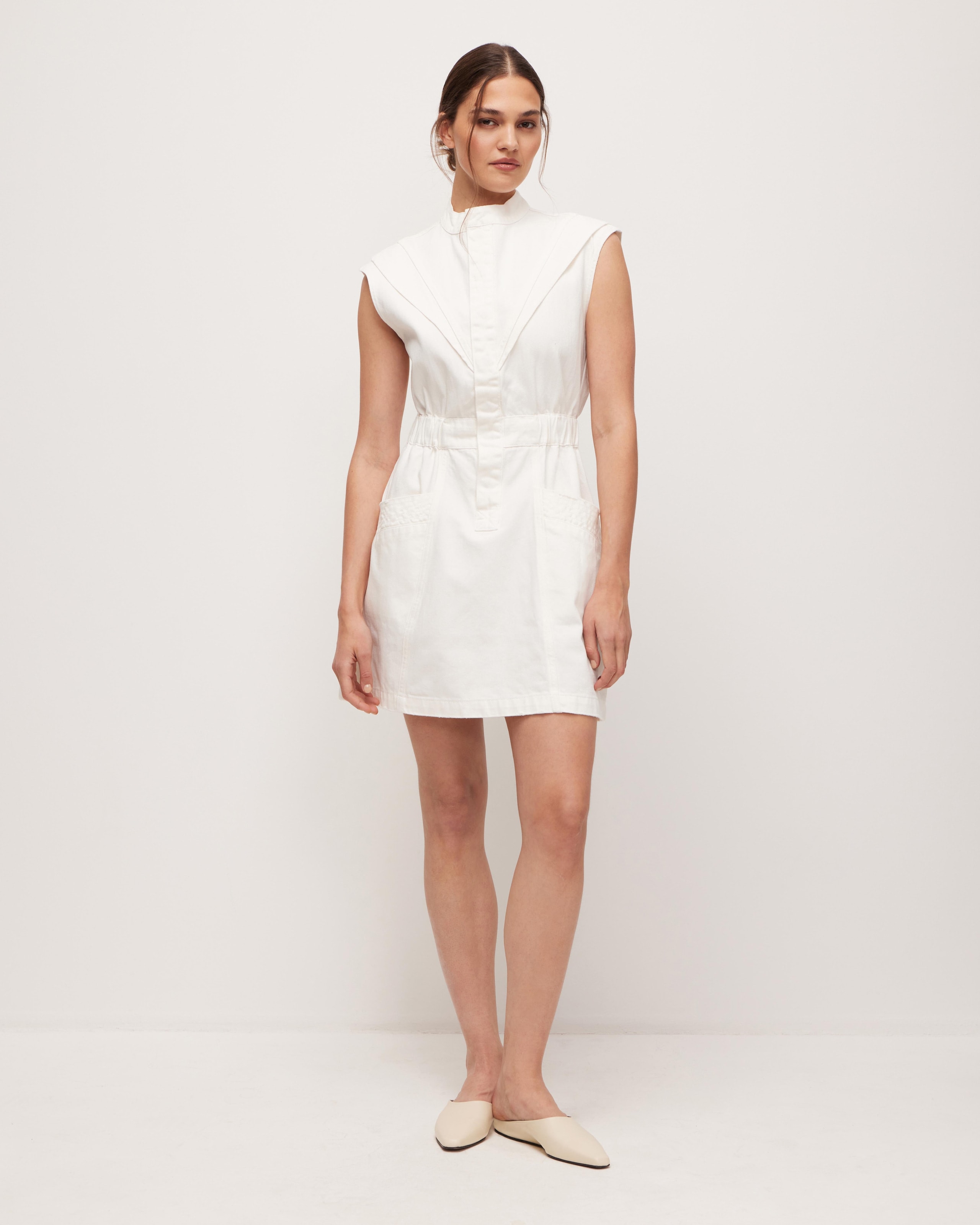 Denim dress, White