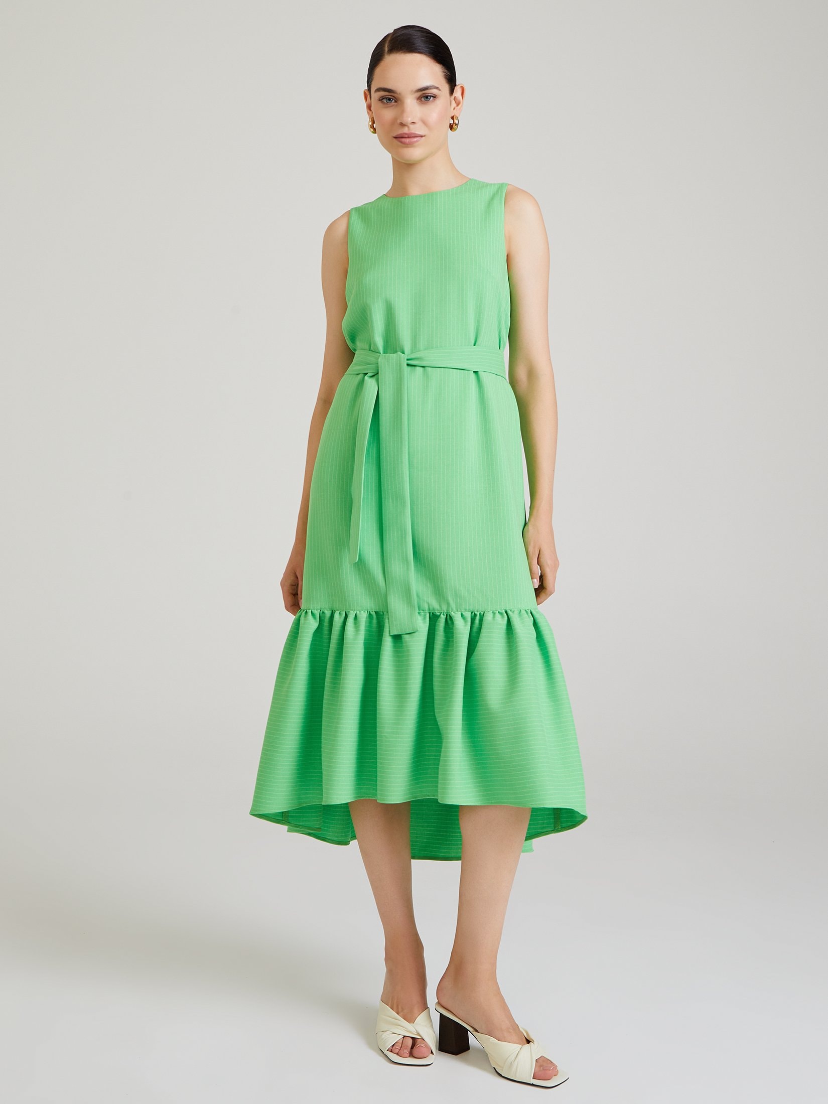 Tiered Midi Dress, Light Green — photo 2