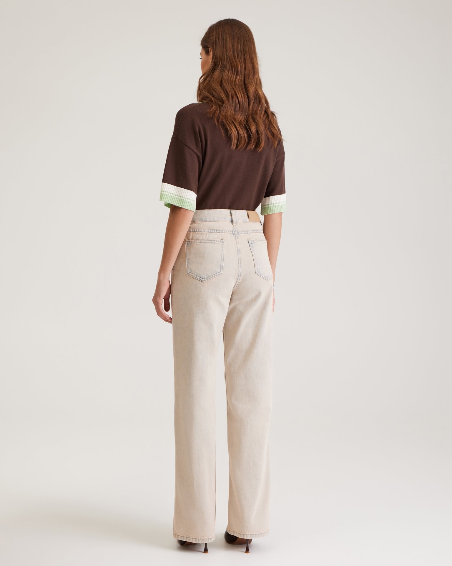 Distressed-effect jeans, Beige — photo 3