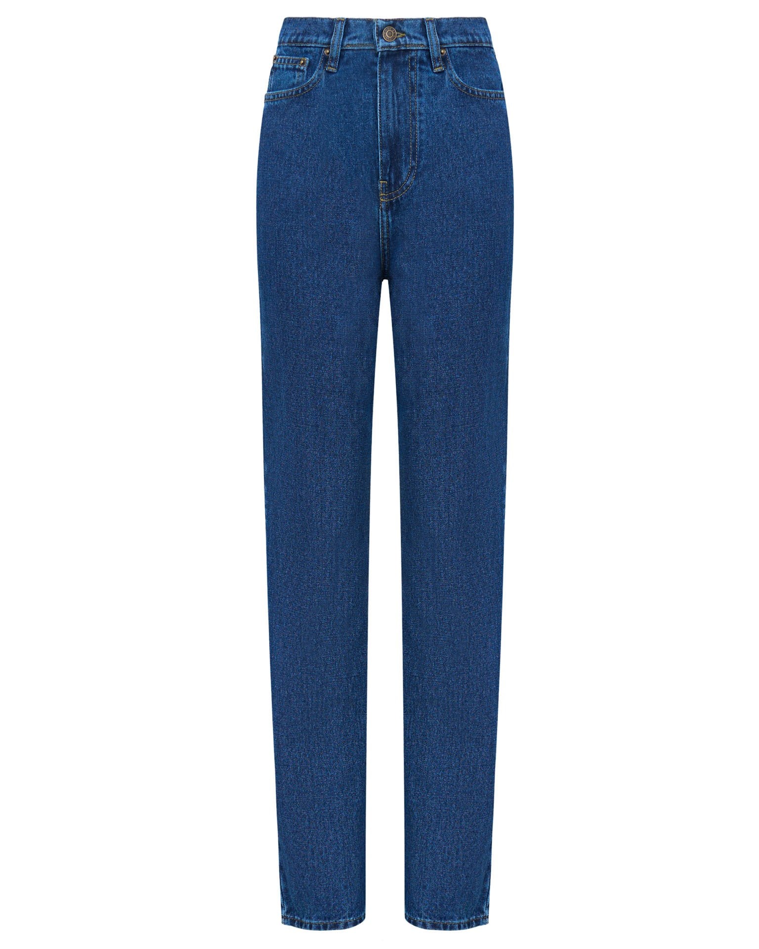 Straight Leg Dark Blue Jeans, Dark Blue — photo 8