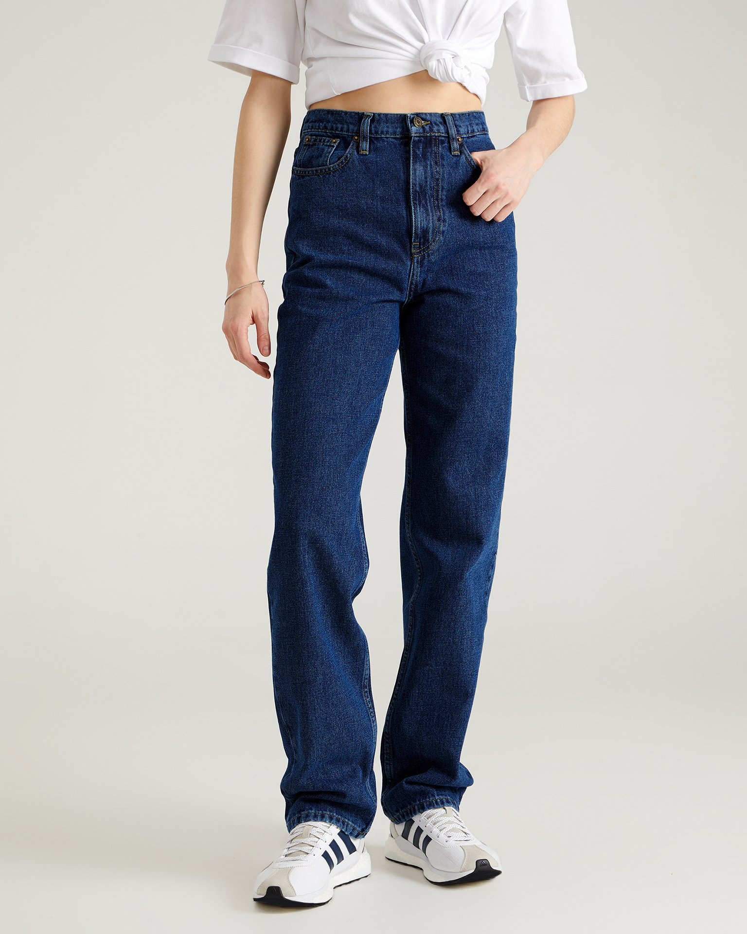 Straight Leg Dark Blue Jeans, Dark Blue