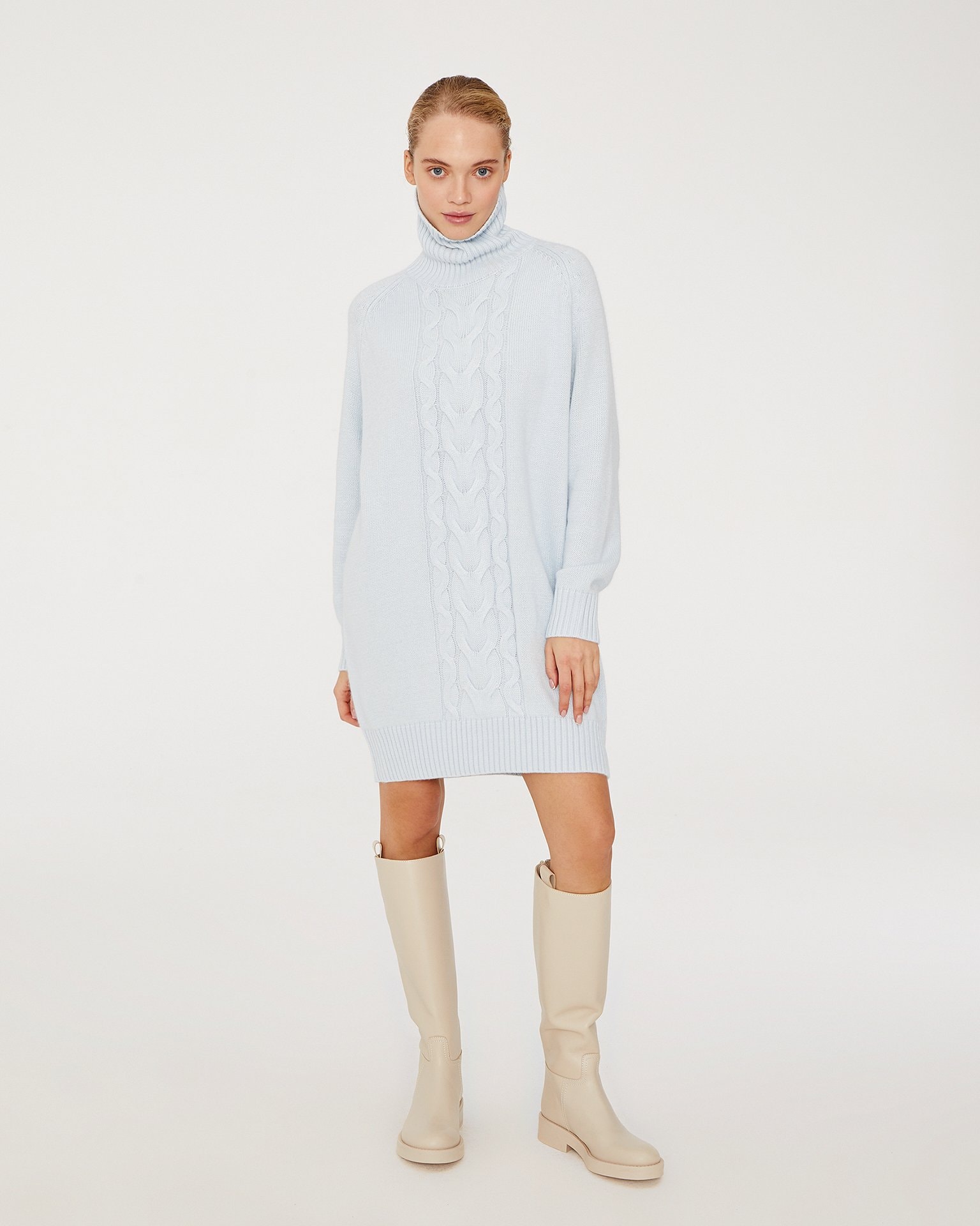 Dress with Cable Pattern, Light Blue