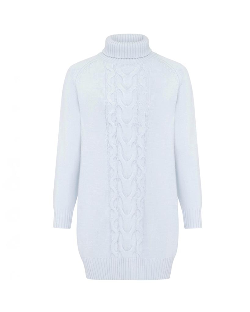 Dress with Cable Pattern, Light Blue — photo 7